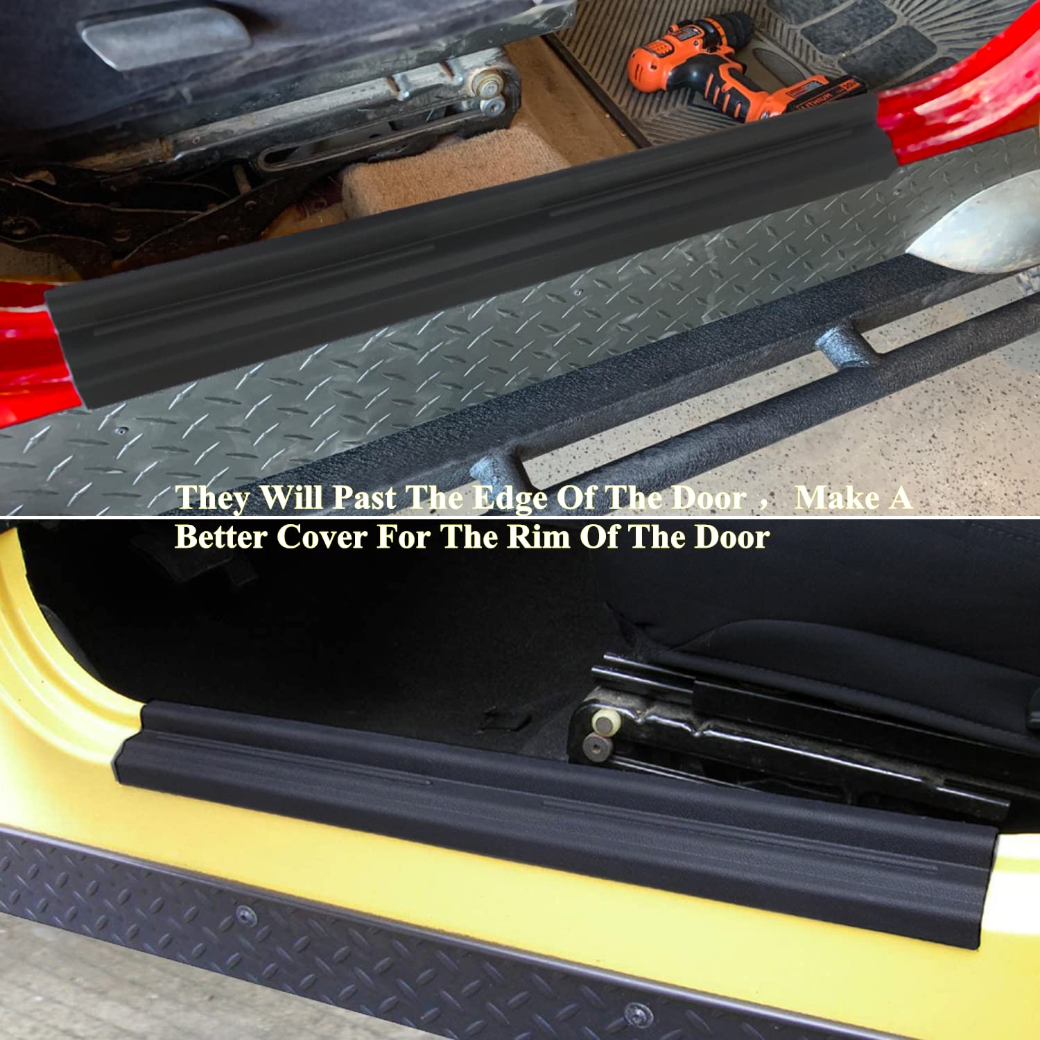 Yoctm Abs Tj Door Sill Protectors Guards Plate Entry Guard Kit For 97-06 Jeep Wrangler Tj Interior Accessories Full Protection Door Sill Guards Kit Protector Replacement, 2Pcs/Set