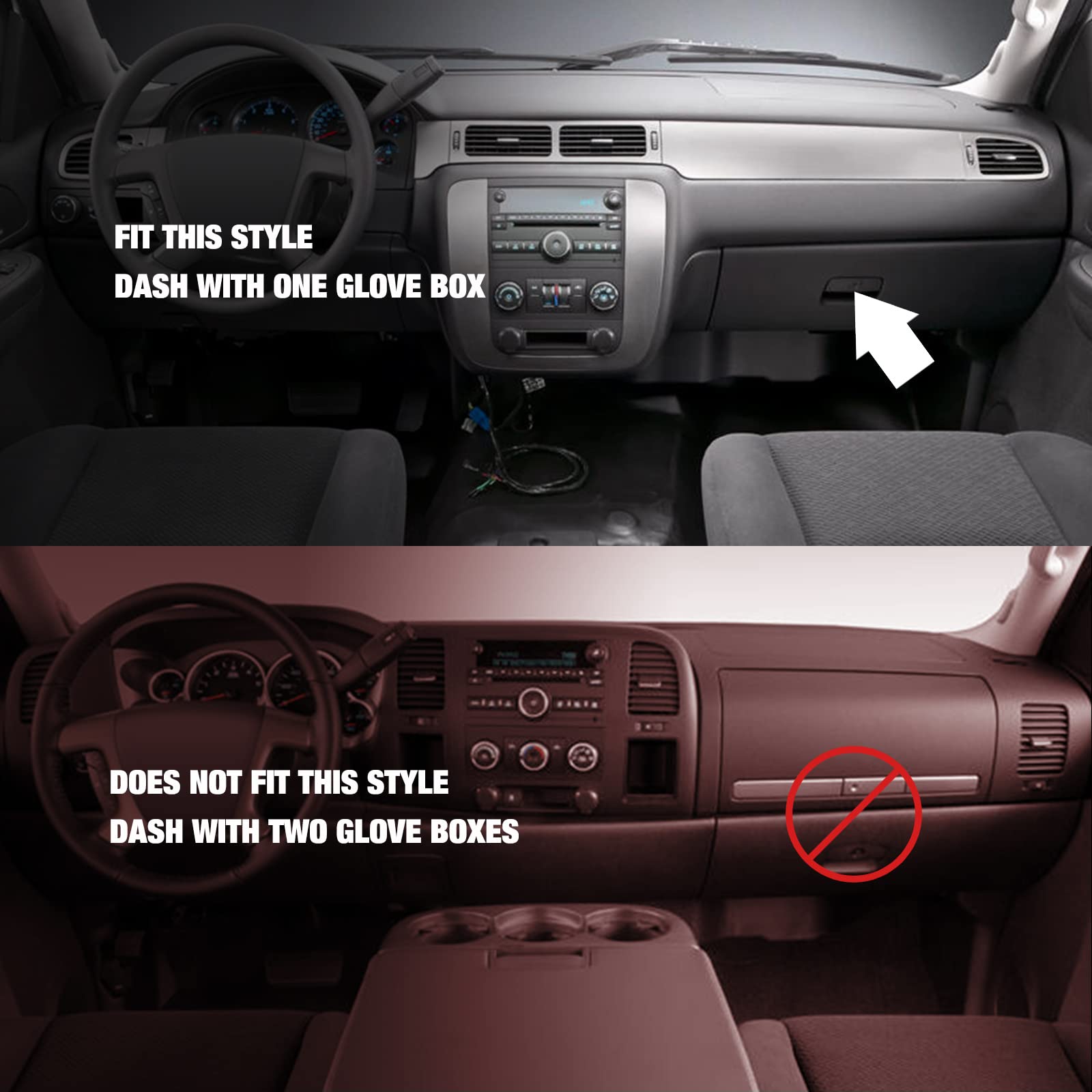 Dashboard Dash Cover Mat Carpet Compatible With 07-14 Chevy Tahoe Suburban Denali Avalanche Gmc Yukon/Xl,07-13 Chevy Silverado S