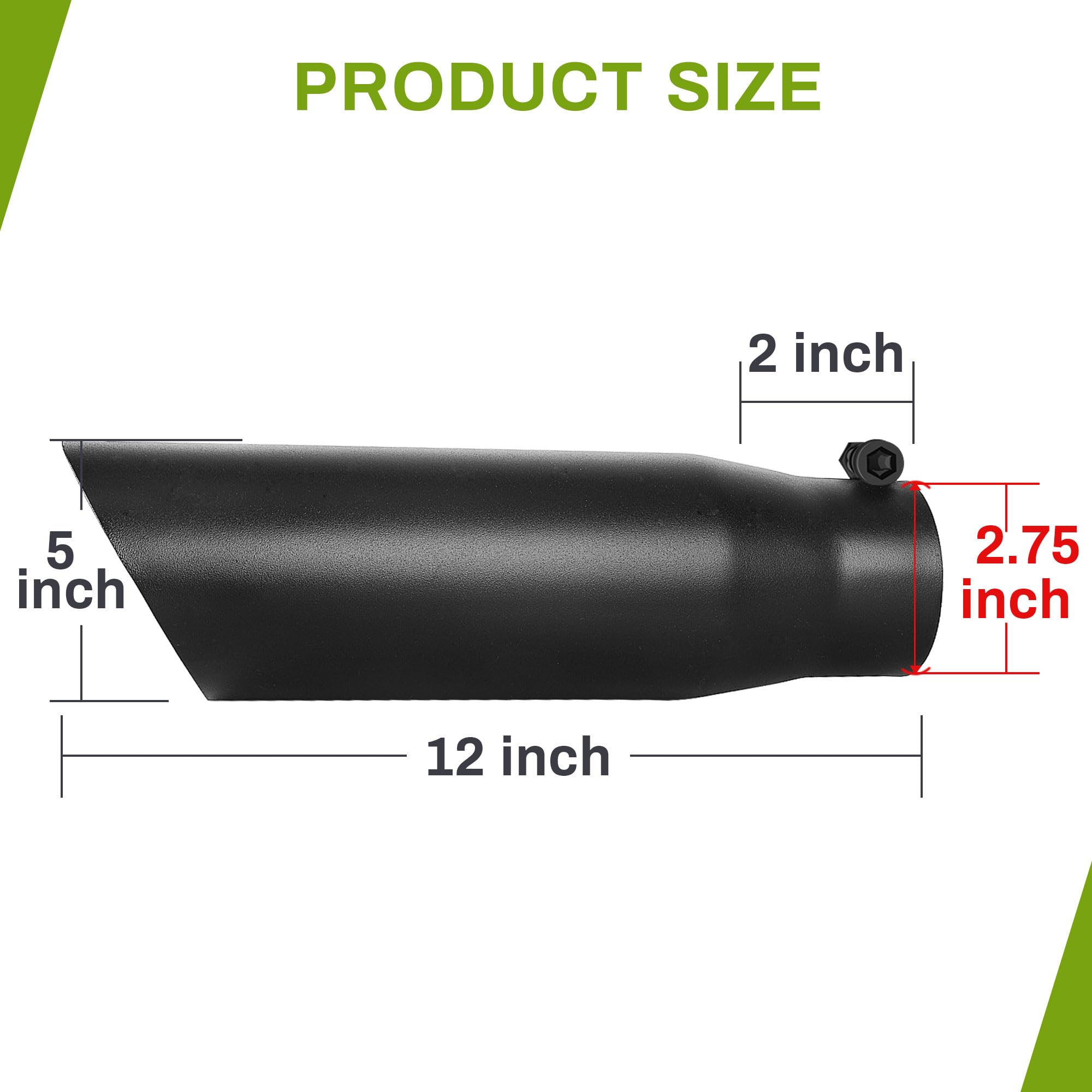 AUTOSAVER88 2.75 Inch Exhaust Tip, 2.75'' Inlet 3.5'' Outlet 12'' Overall Length Stainless Steel Diesel Exhaust Tail Tip for 2 3