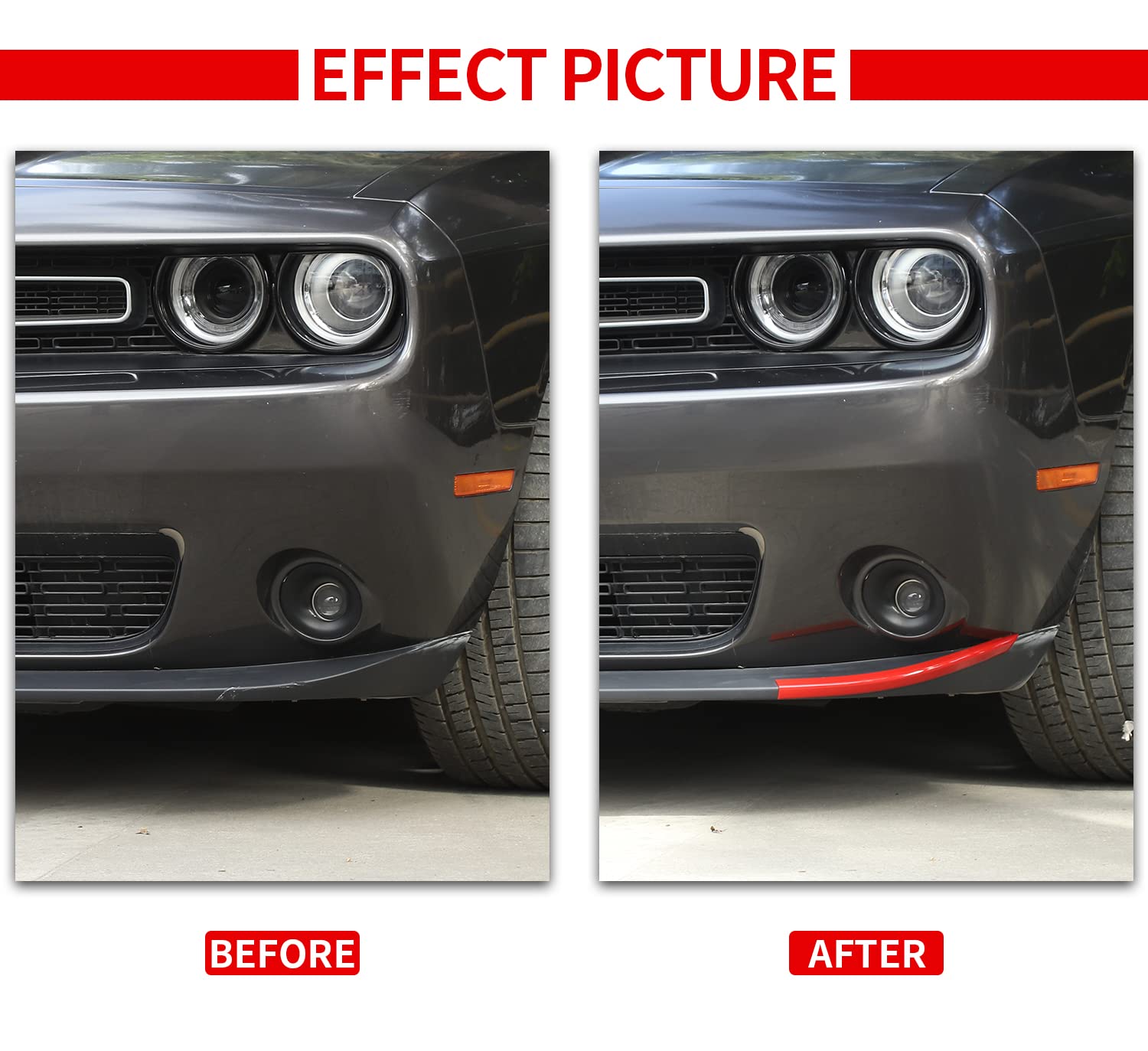 Voodonala For Dodge Challenger 2015-2023 Front Bumper Lip Splitter Protector Cover Compatible With Dodge Challenger 2015-2023(Re