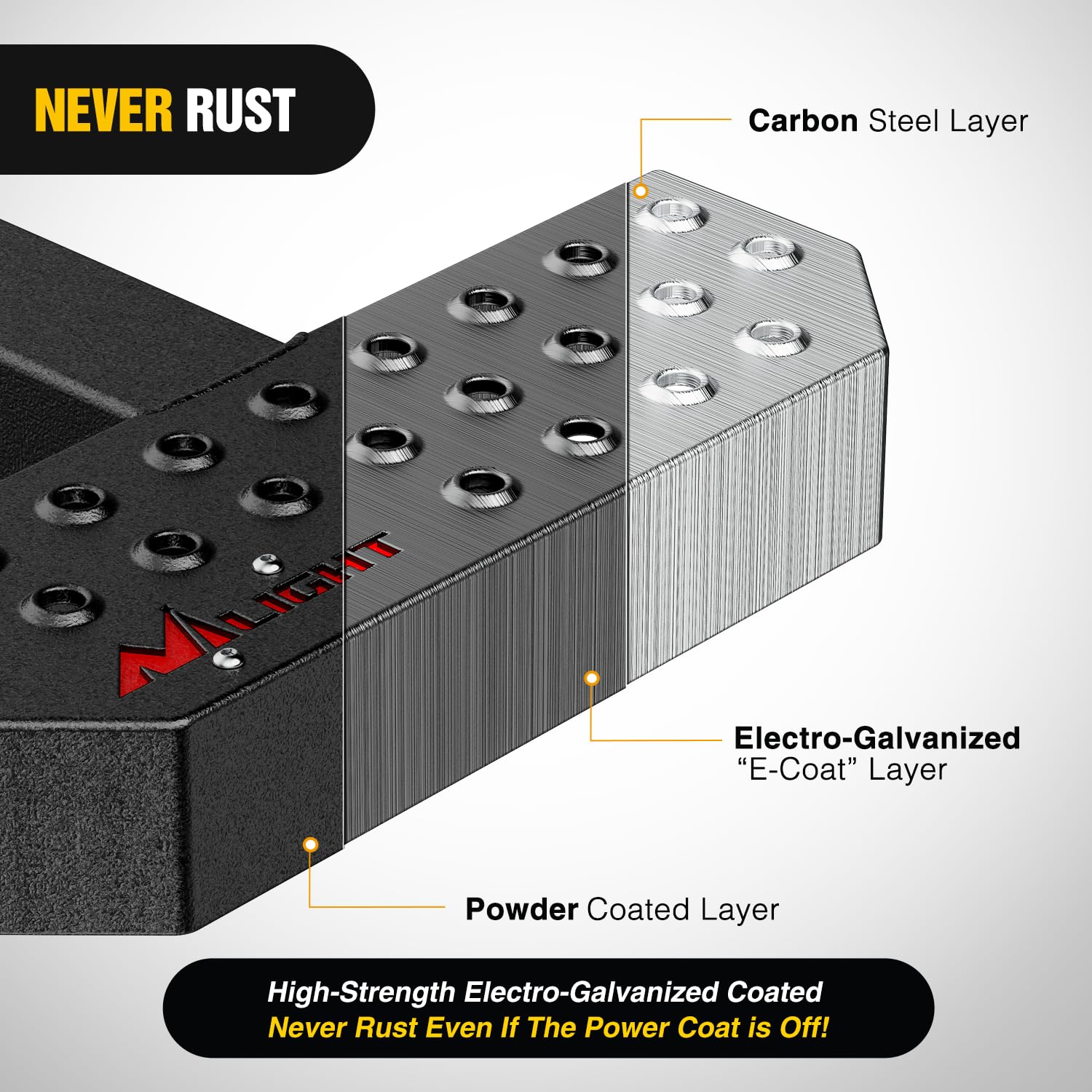 Nilight Folding Heavy Duty Tire Step For Truck, Suv And Rv, Non-Slip Steel Surface, Adjustable To Fit Tire From 10    To 14    R