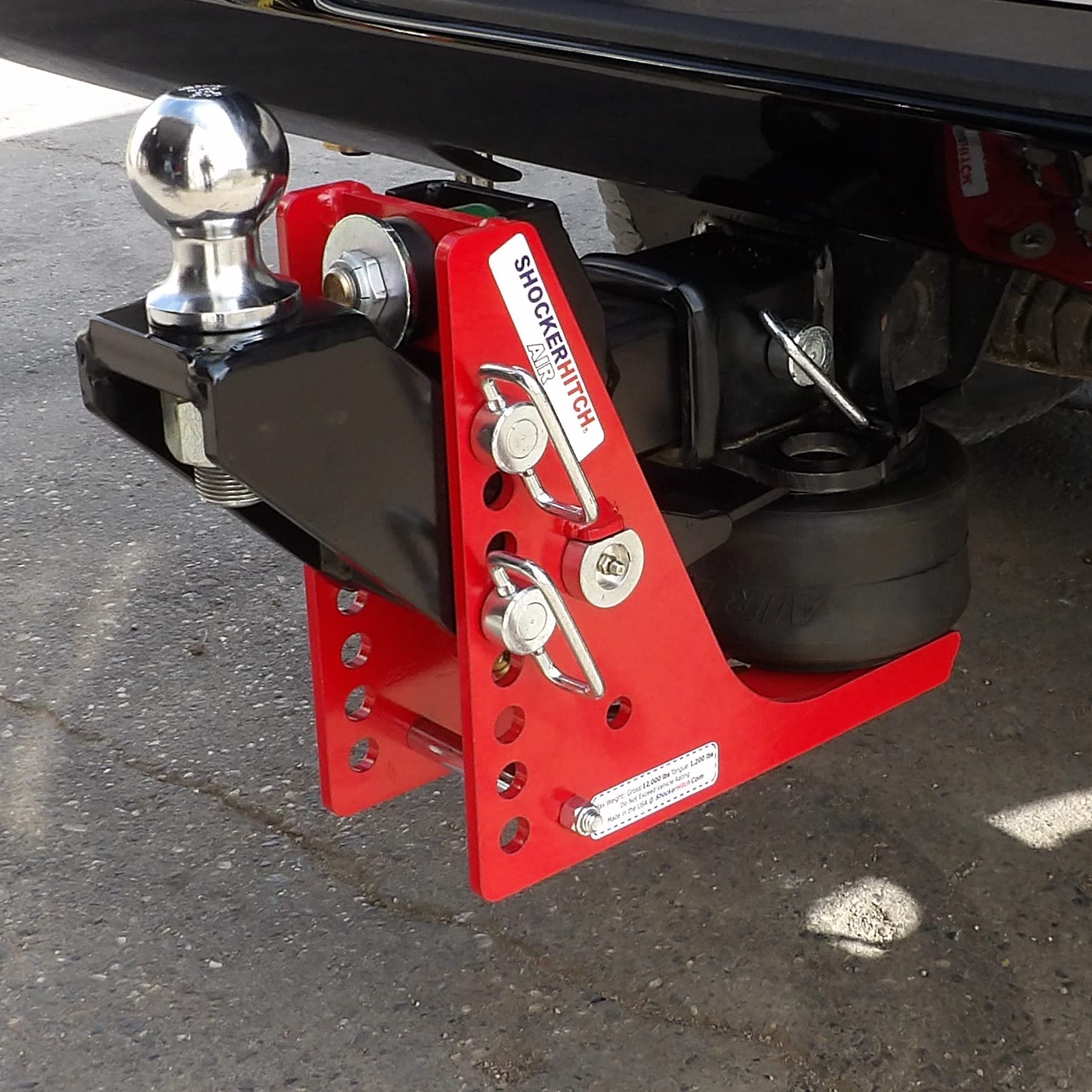 Shocker Air Receiver Hitch - Raised Ball Mount (+2' Rise / 2' Drop), Fits 2' Hitch, Has 2' Ball 12000 Lbs