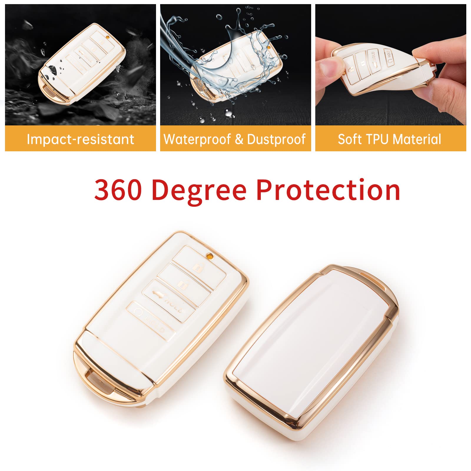 Gematay Key Fob Cover for Acura - Soft TPU Protection with Keychain Lanyard, Medium Size, Compatible with Acura Models