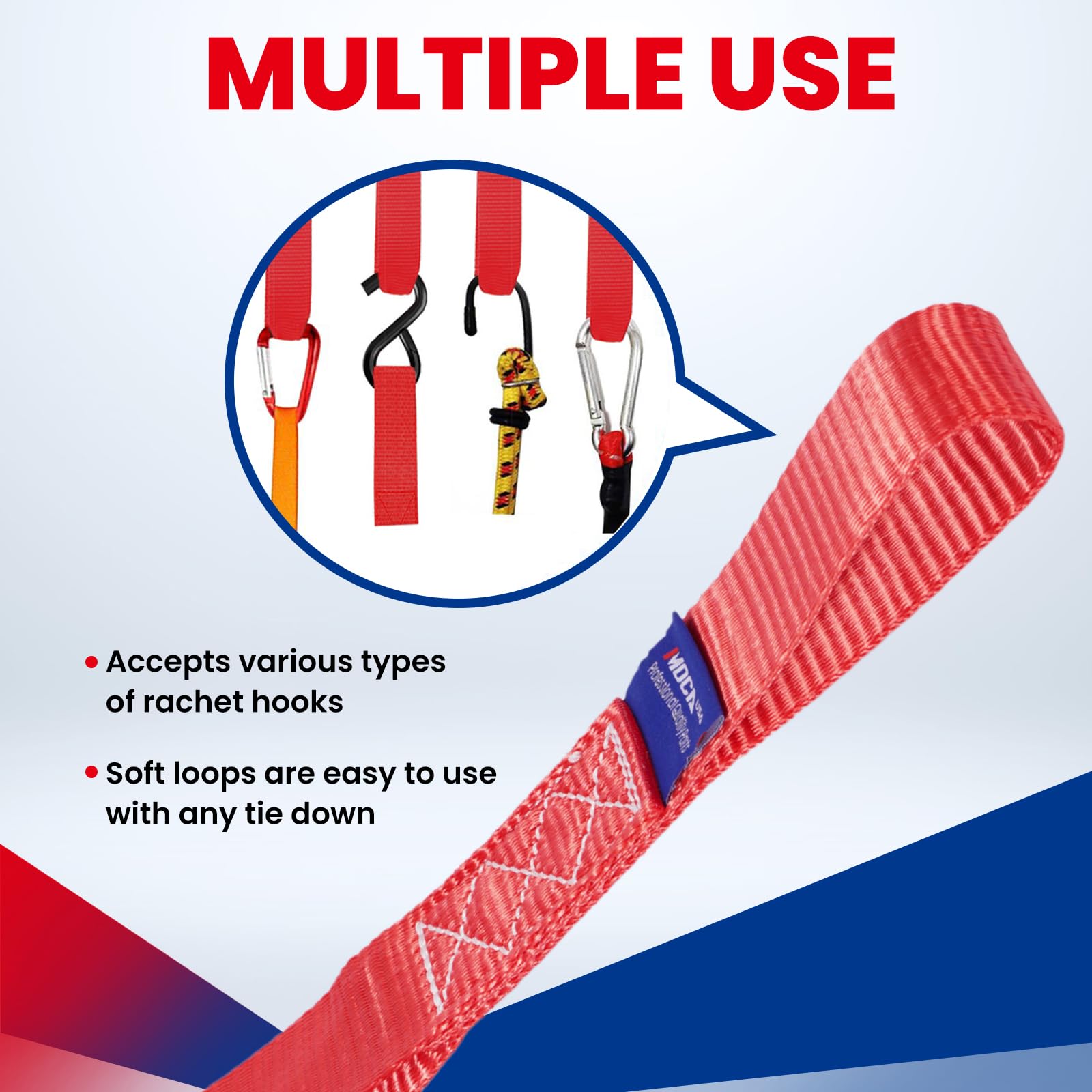 Moca 4-Pack Soft Loop Tie Down Straps 12000 Lbs Breaking Strength 1.6 X 17 Inches, Heavy Duty Tie Down Loops For Secure Traileri
