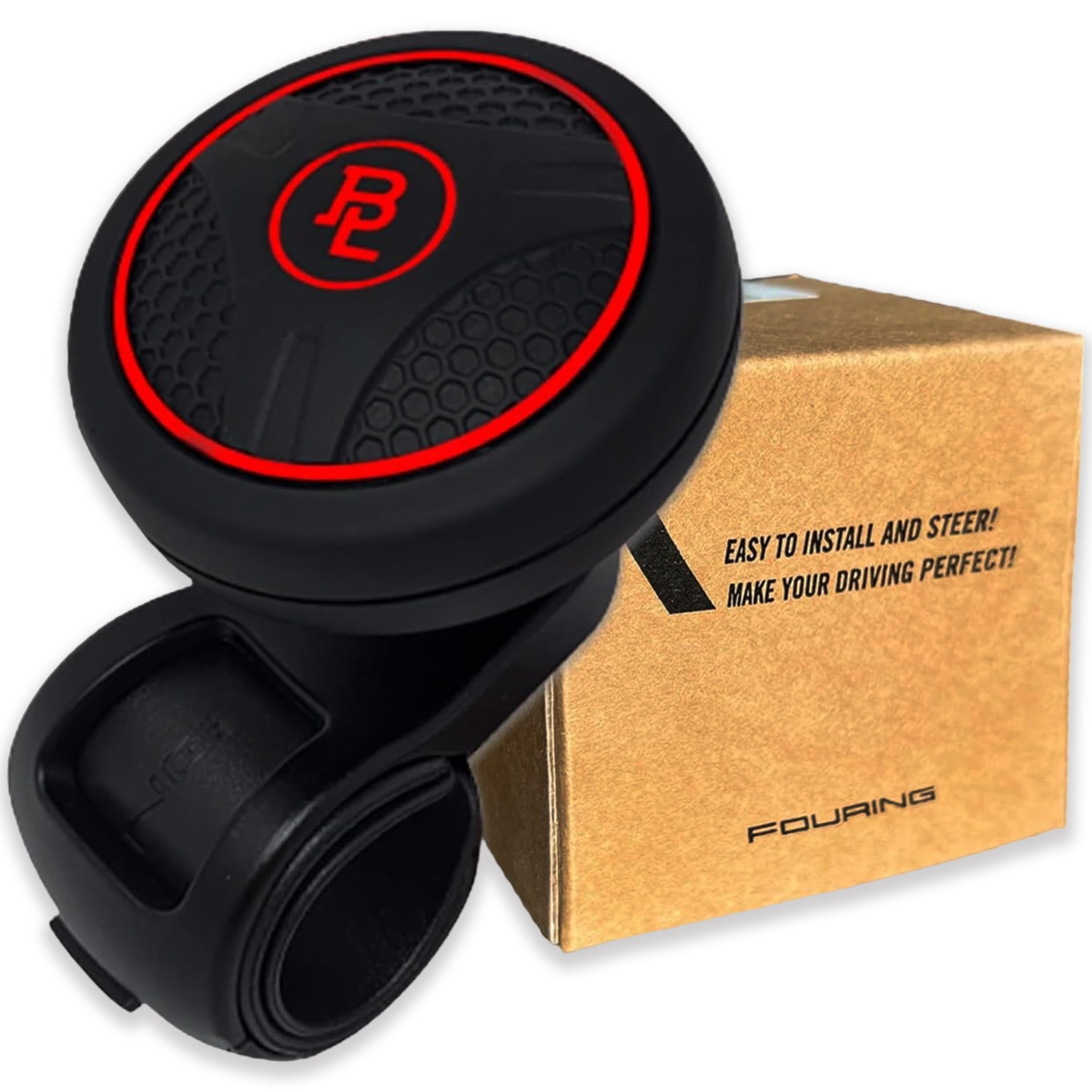 Fouring BL Steering Wheel Knob Spinner - Universal Non-Slip Fit, ABS & Premium Silicone Finish Suicide Knob with Metal Ball Bear