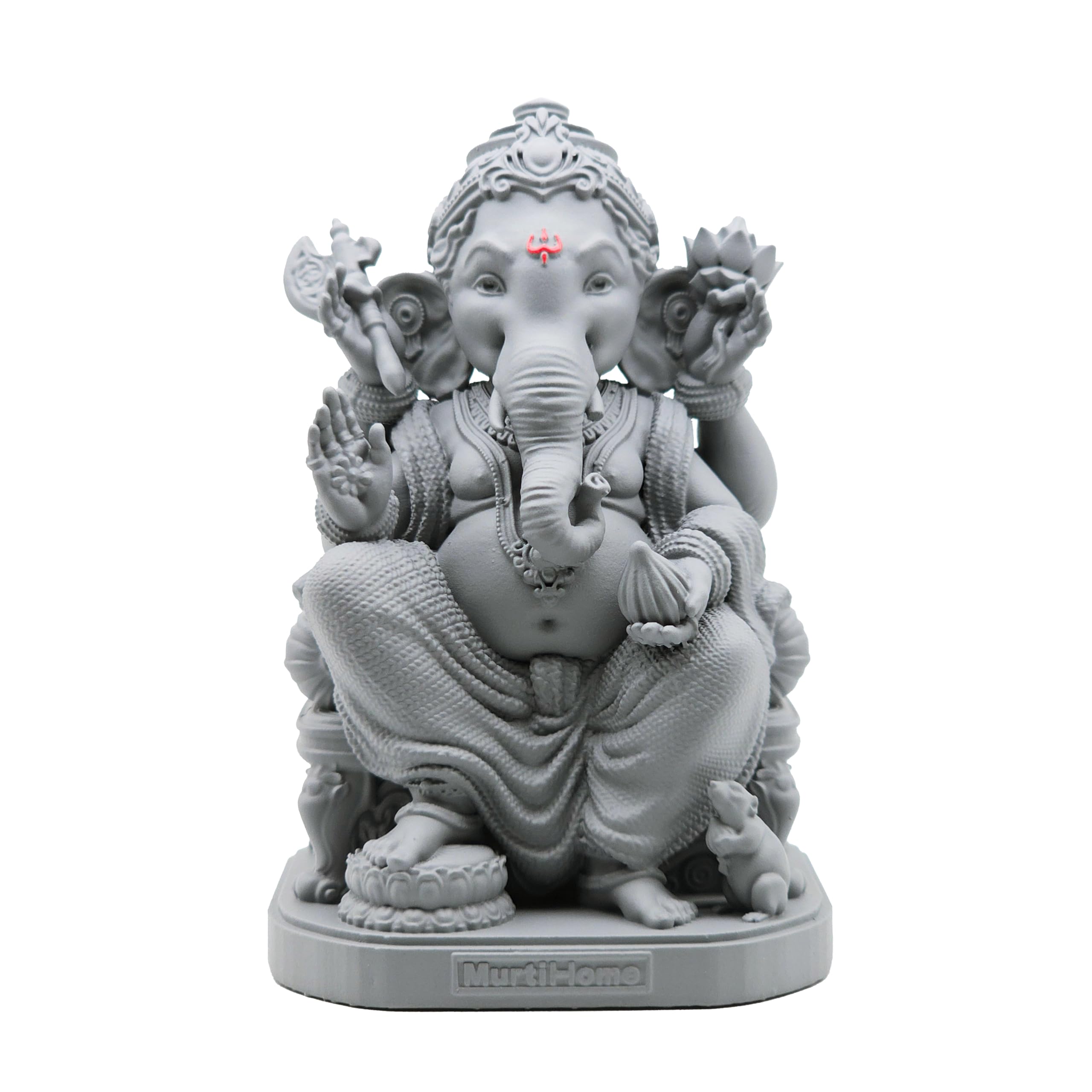 Murtihome Vighnaharta Ganesha Murti, 7.74 Cm Height, Grey, 3D Printed, Uv Resin, Lord Ganpati Idol For Car Dashboard