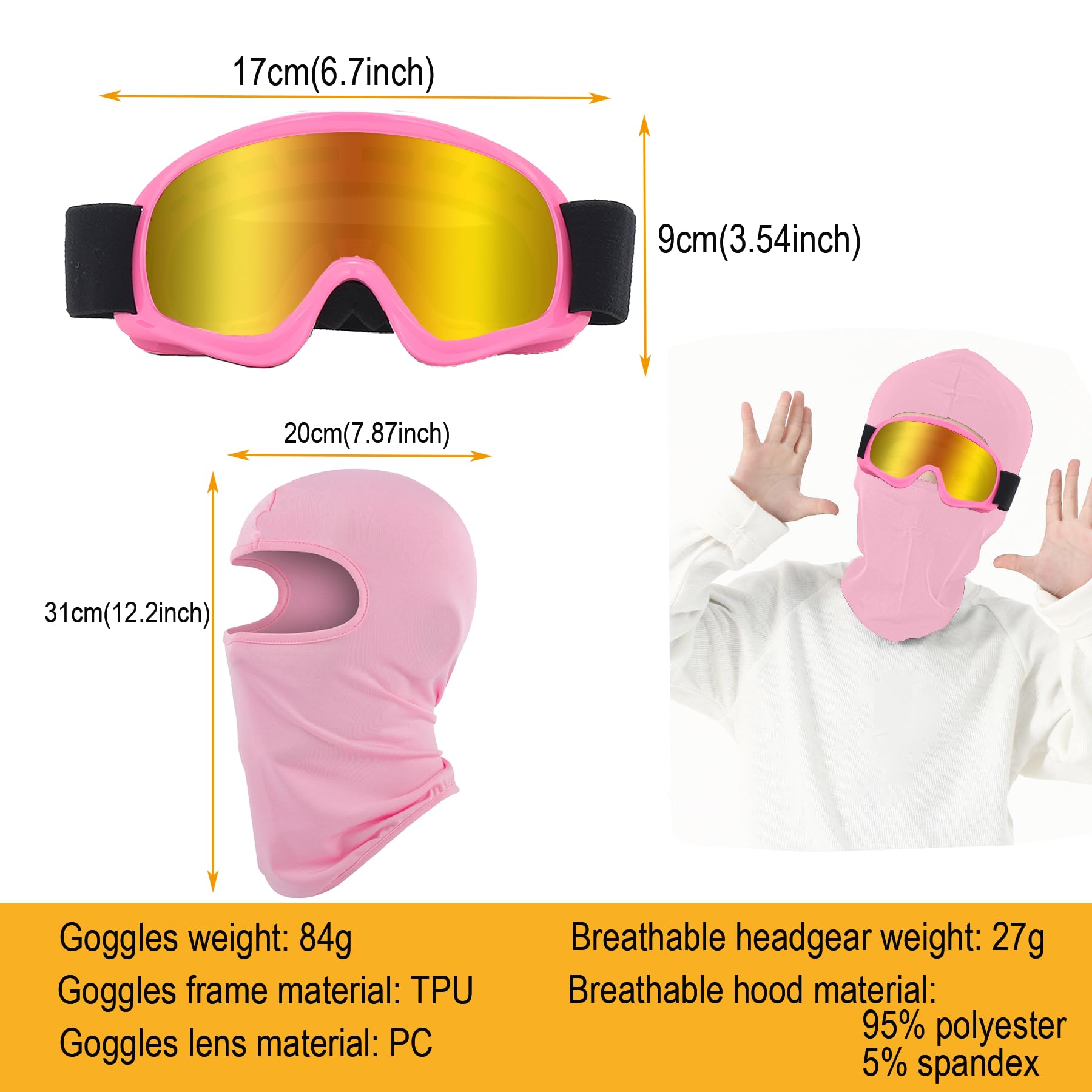 LJDJ Kids Dirt Bike Goggles ATV Motorcycle Off-Road Riding Motocross Glasses with Sun UV Protection Balaclava Full Face Cover fo
