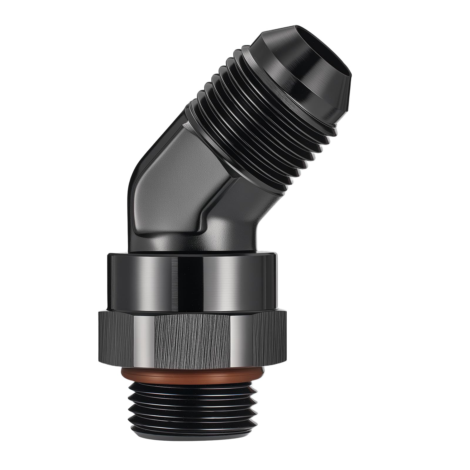 EVIL ENERGY 8AN Flare to 8AN ORB Male Swivel Adapter Fitting 45 Degree Black 1PC