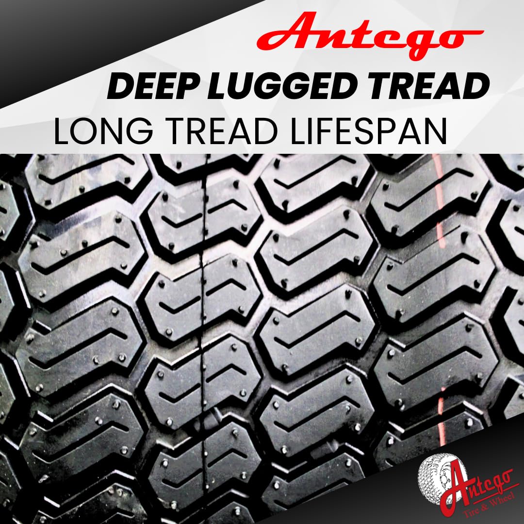 Antego Tire & Wheel 8" Matte Black Steel Golf Cart Wheels & 18X8.50-8 Turf Tires - Set of 2, Alloy Steel, Model ATW-003