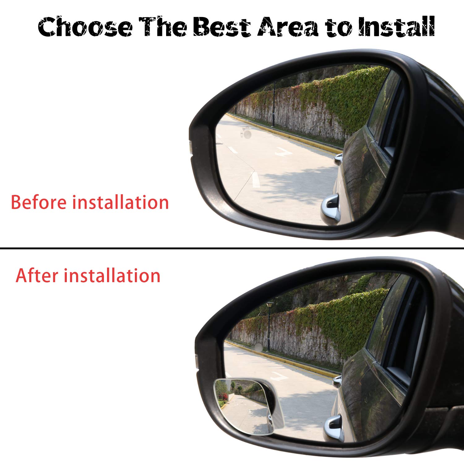Livtee Blind Spot Car Mirror,Asymmetric Fan Shaped Hd Glass Frameless Convex Rear View Mirror With Wide Angle Adjustable Stick For Cars Suv And Trucks, Pack Of 2
