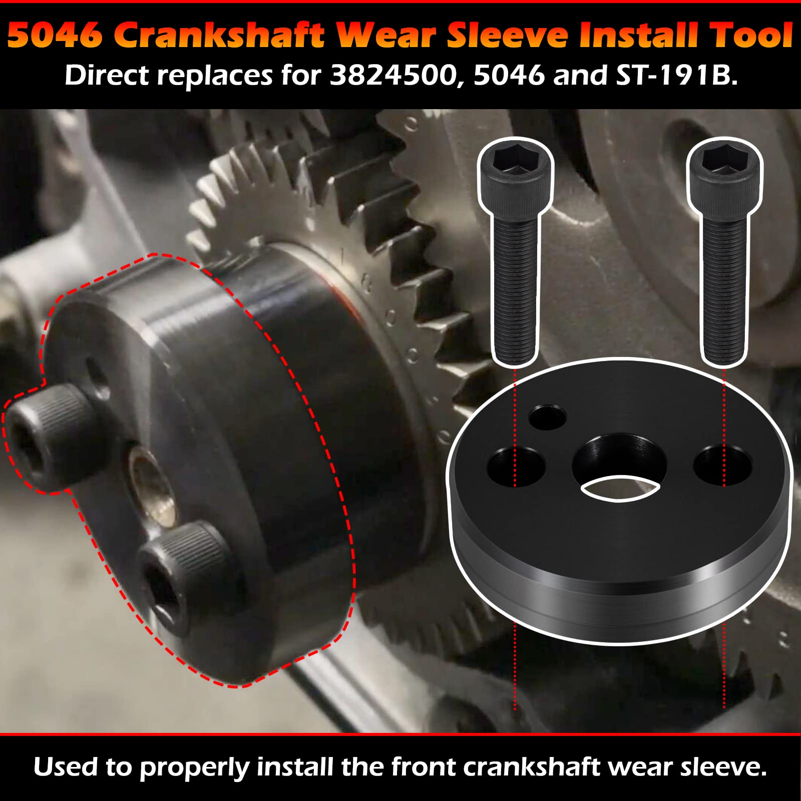 5046 Crankshaft Wear Sleeve Install Tool & 1338 Front Cover Crankshaft Seal Installation Tool Perfectly Fits for Dodge Cummins 3