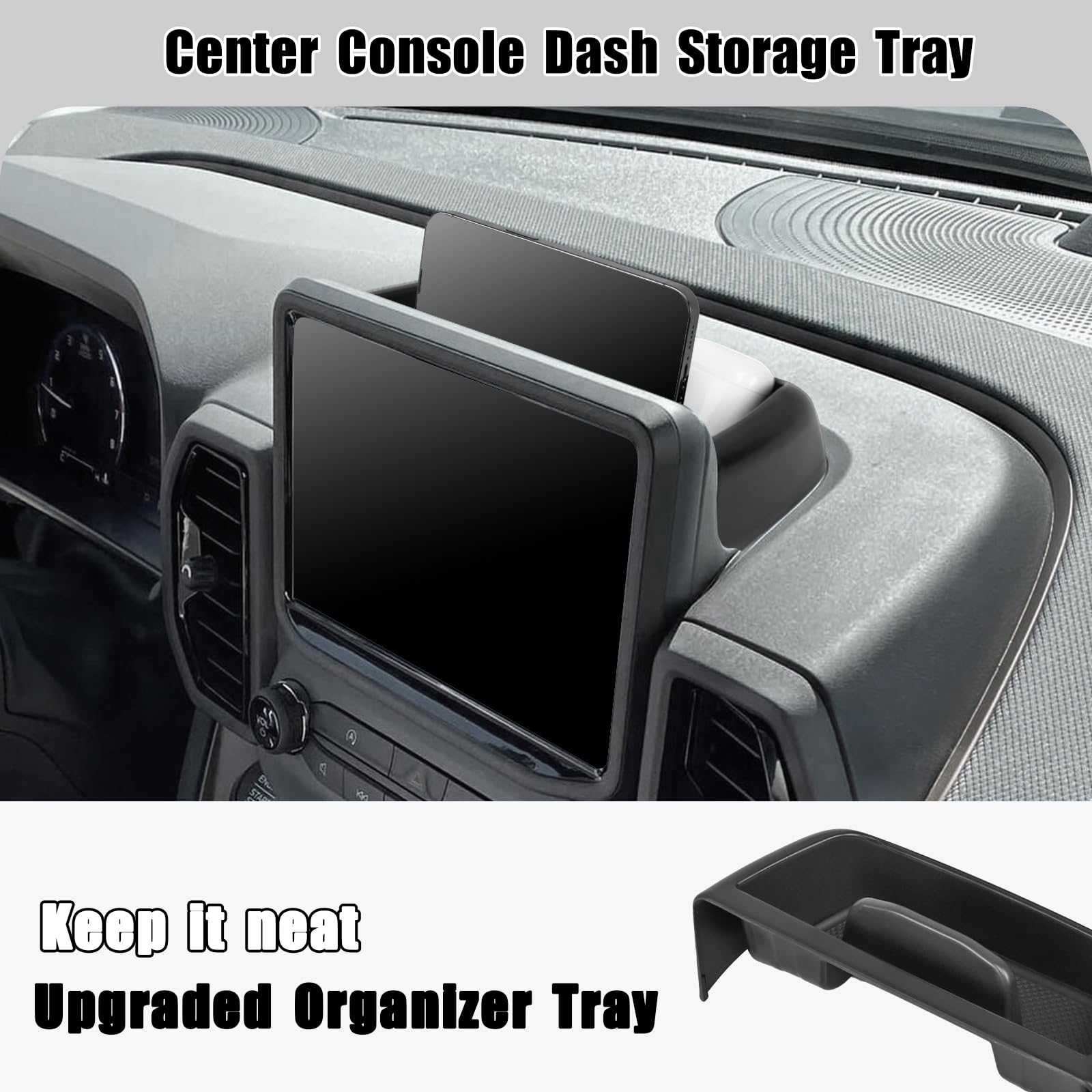Neepiar Center Console Dash Storage Tray Compatible With 2021 2022 2023 2024 Ford Bronco Sport Cx430 Console Dashboard Organizer