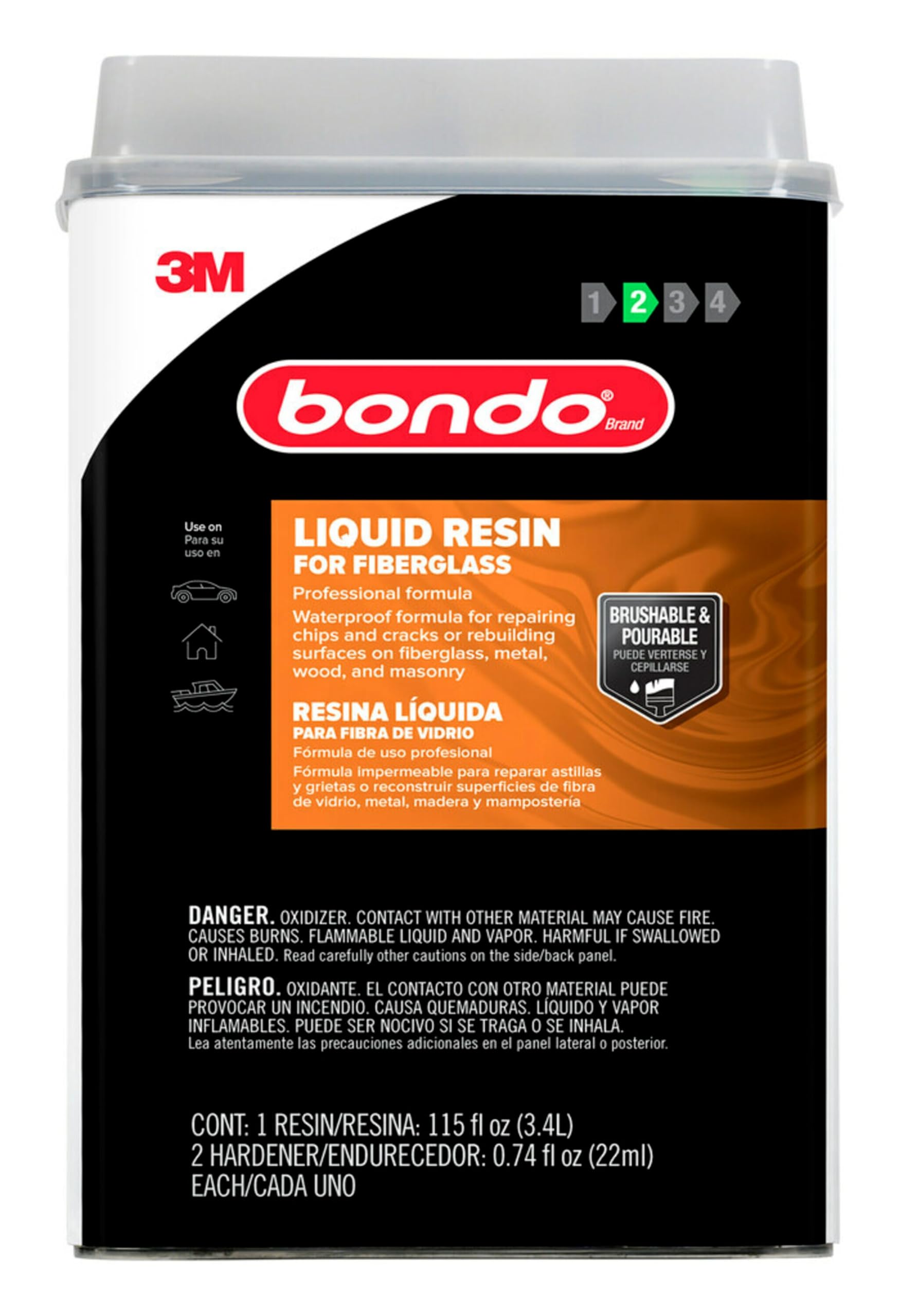 Bondo Fiberglass Resin, 00404, 0.9 Gallon Can