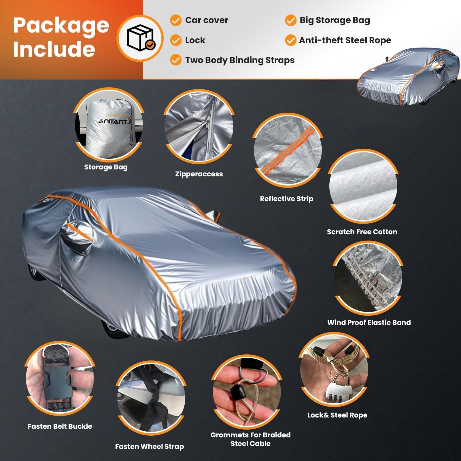 Anitant Waterproof Small Car Cover Outdoor Car Cover Small Car Cover Carpa Para Carro Car Covers For Automobiles All Weather Wat
