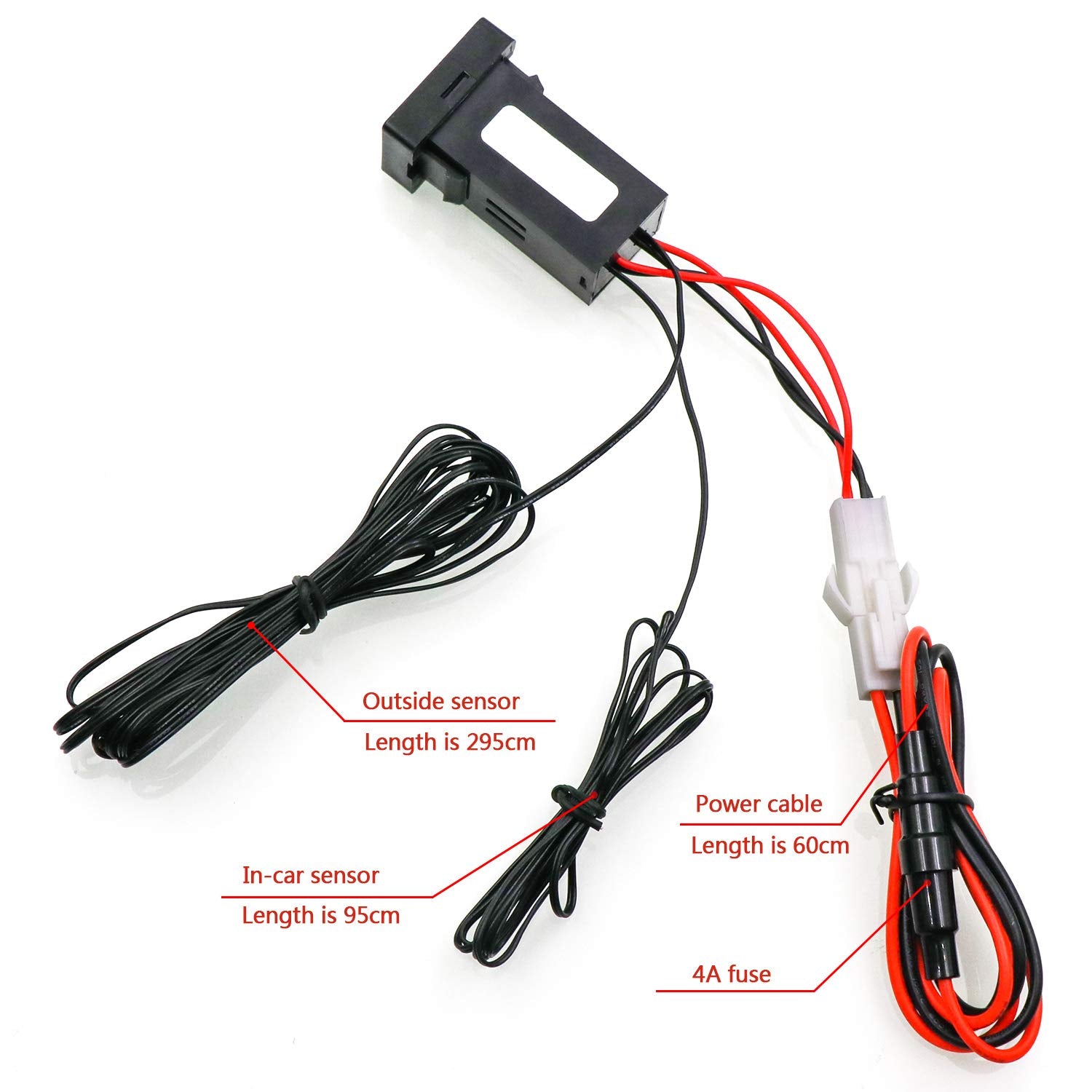 Timloon Dual Temperature Sensors Display for Toyota - Celsius, Black, Model d9085b50, Fits Hilux VIGO, Coaster, Corolla ex, Yaris Type B