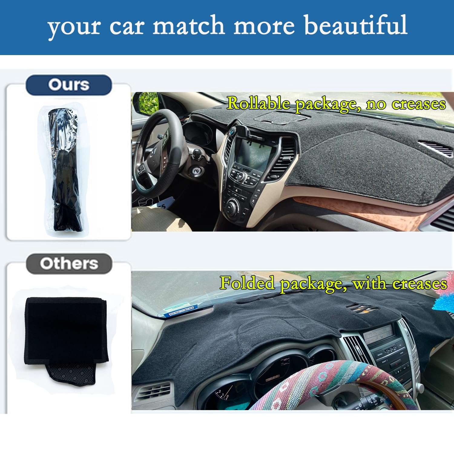 IIKSDII Dashboard Cover Mat for Tundra 2008 2009 2010 2011 2012 2013 Accessories Dash Cover Dash Mat Sunshade Glare UV Rays Prot