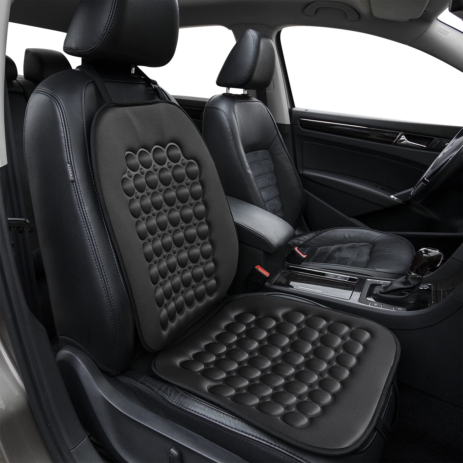 FREMONT AUTO Car Seat Cover - Breathable Polyester, Massage Magnet Bubble, Adjustable, Black, Model 541006, Airbag Compatible