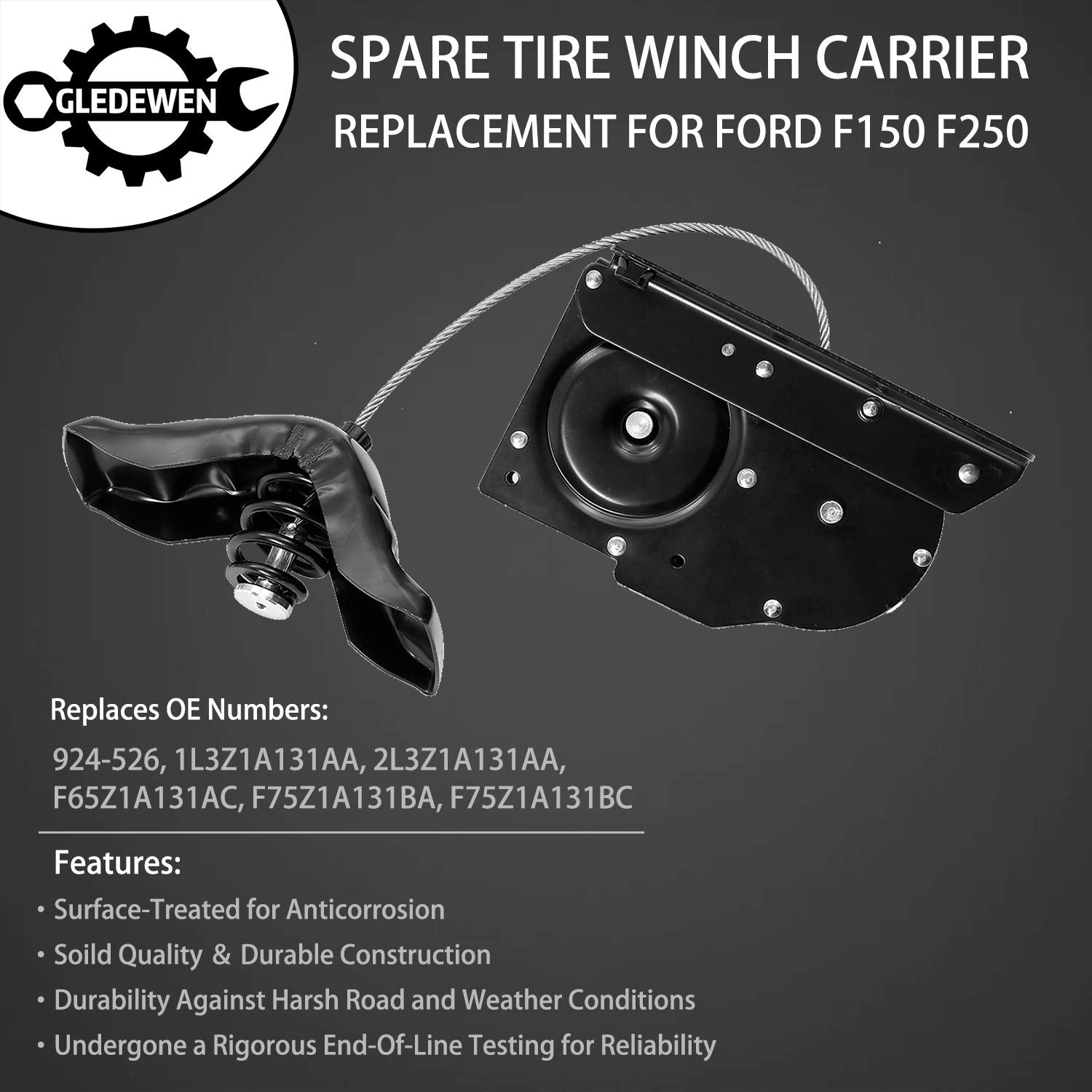 Spare Tire Hoist Spare Tire Winch Carrier | Replacement For 1997-2003 Ford F150, 2004 F150 Heritage, 1997-1999 F250, 1997 F250 H