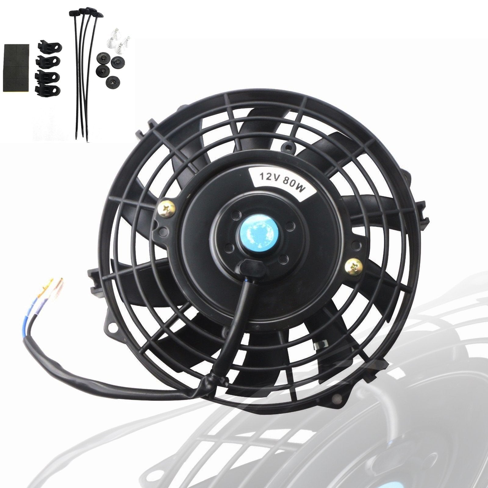 Mostplus Black Universal Electric Radiator Slim Fan Push/Pull 12V + Mounting Kit (7 Inch)