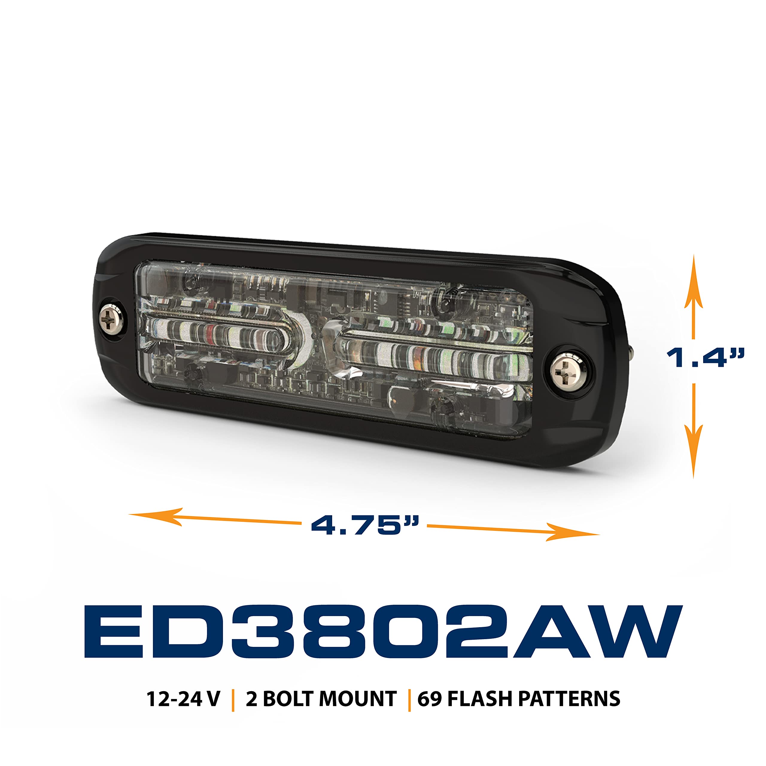 ECCO ED3802AW Directional LED Light | Surface Mount | 12-24VDC | Amber/White | Aluminum | Black