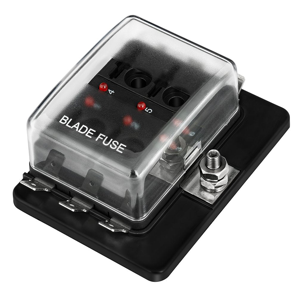 6-Way Rv Fuse Block Blade Fuse Box Dc12~32V 12V Junction Box Jtron Led Indicator Fuse Block For Blown Fuse Protection Cover 100 