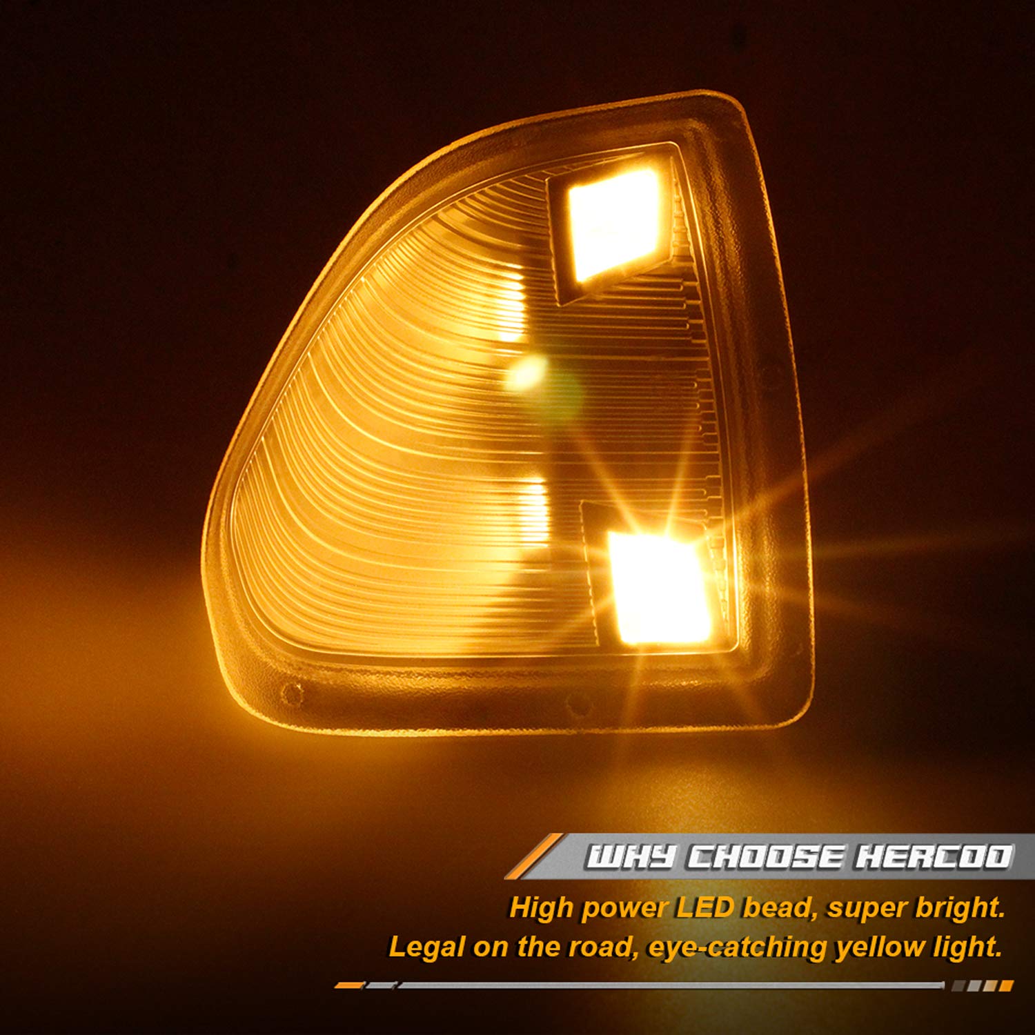 Hercoo Led Side Mirror Turn Signal Light Left And Right Lamps Clear Cover Lens For 68302828Aa 68302829Aa Compatible With 2010-2018 Dodge Ram 1500 2500 3500 4500 5500, Pack Of 2