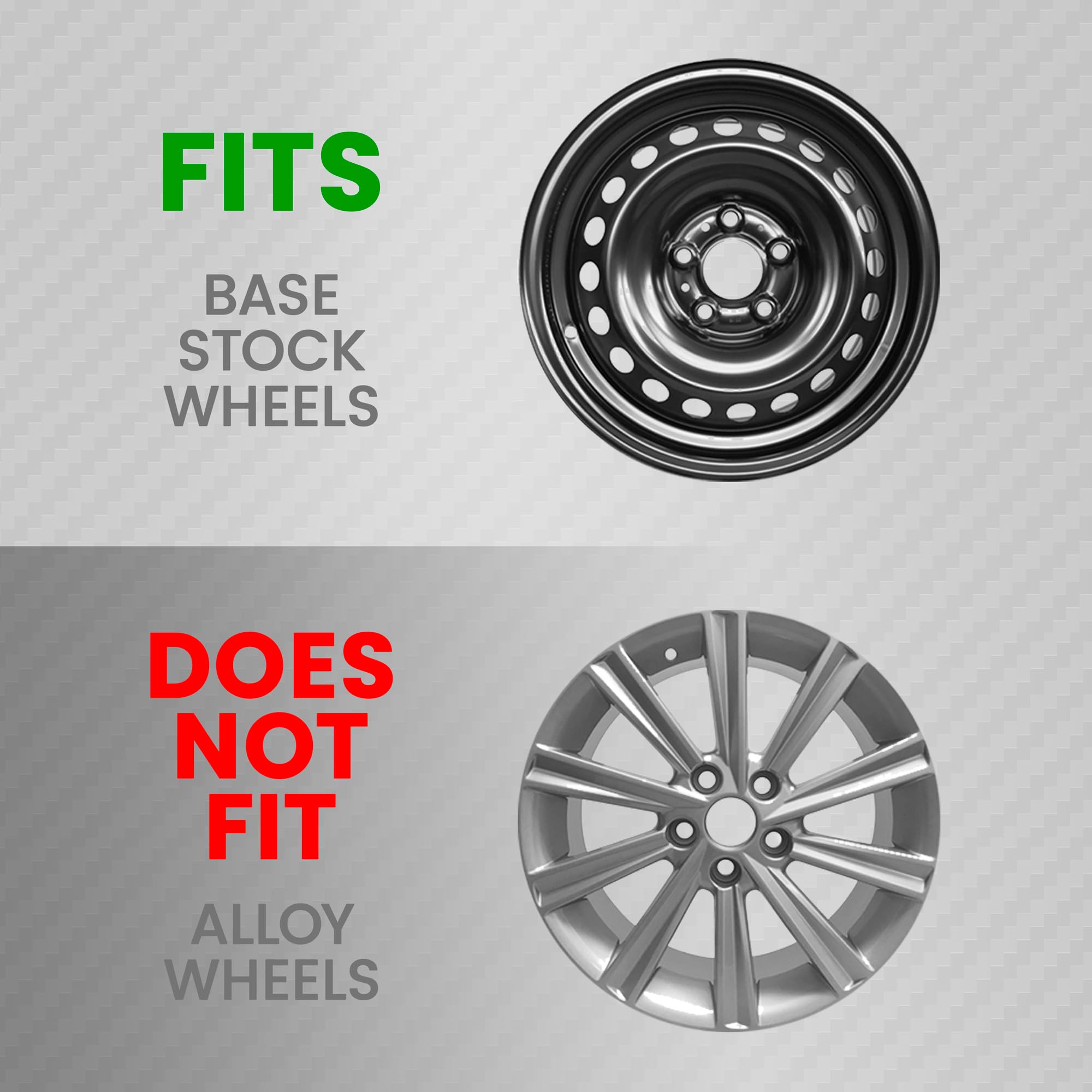BDK 16" Premium Black Hubcaps - ABS Plastic Wheel Rim Cover, OEM Style, Set of 4 for Car, Truck, SUV, Van