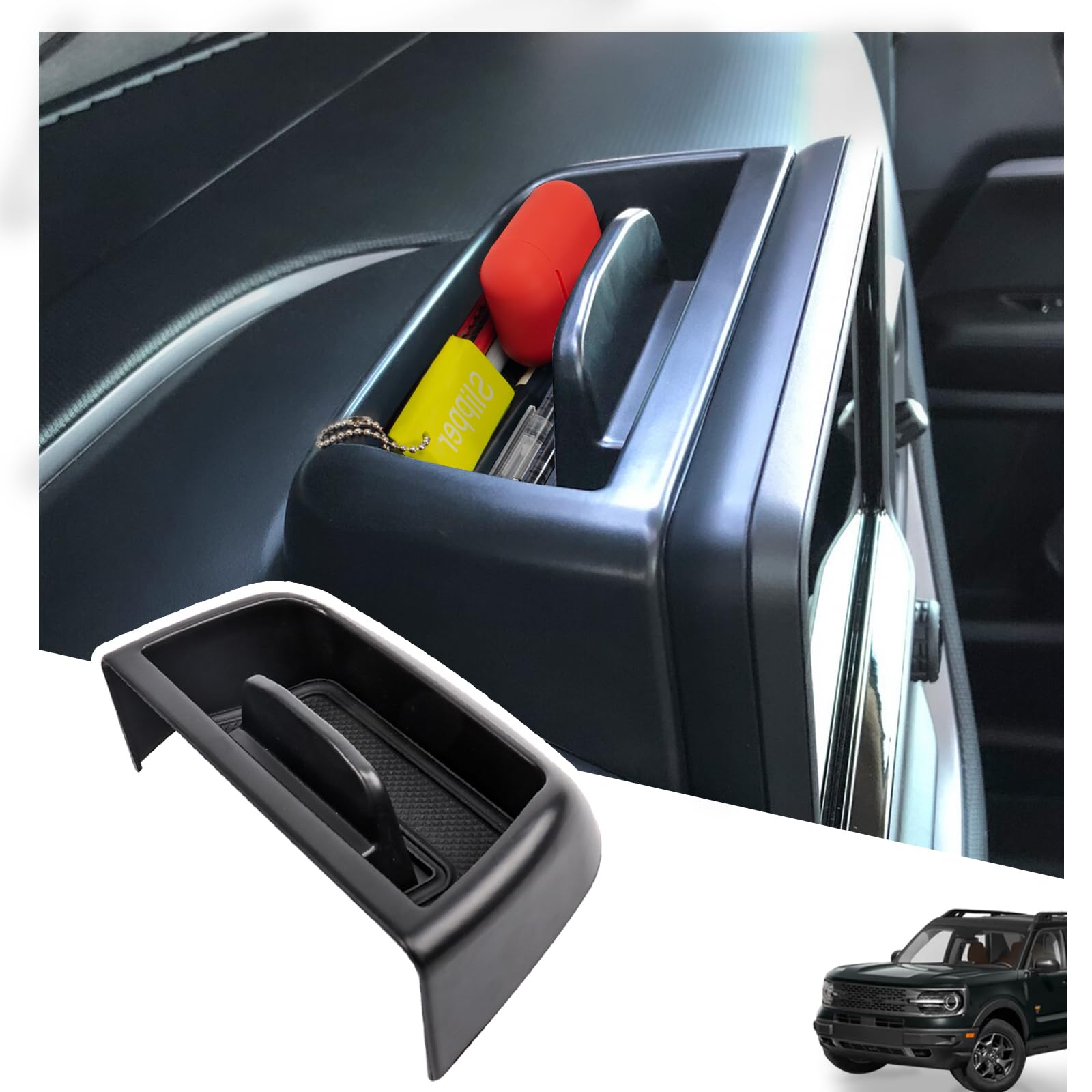 Carwiner Center Console Dash Storage Tray For 2021-2024 Ford Bronco Sport Cx430 Console Dashboard Organizer With Cellphone Holde