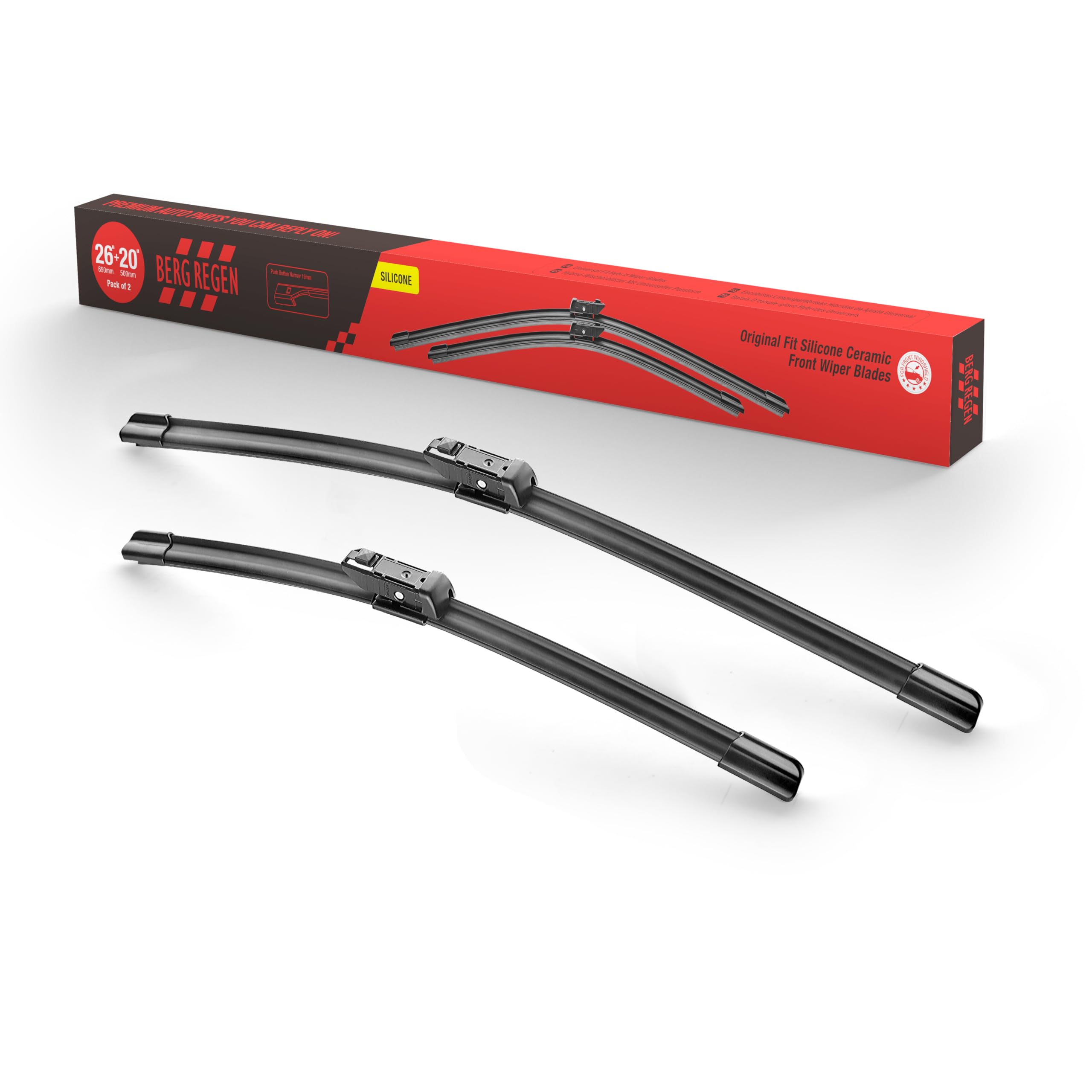 Berg Regen26''+20'' Silicone Windshield Wiper Blades Set Replacement For Tesla Model Y 2022 2021 2020/ Tesla Model 3 2022 2021 2