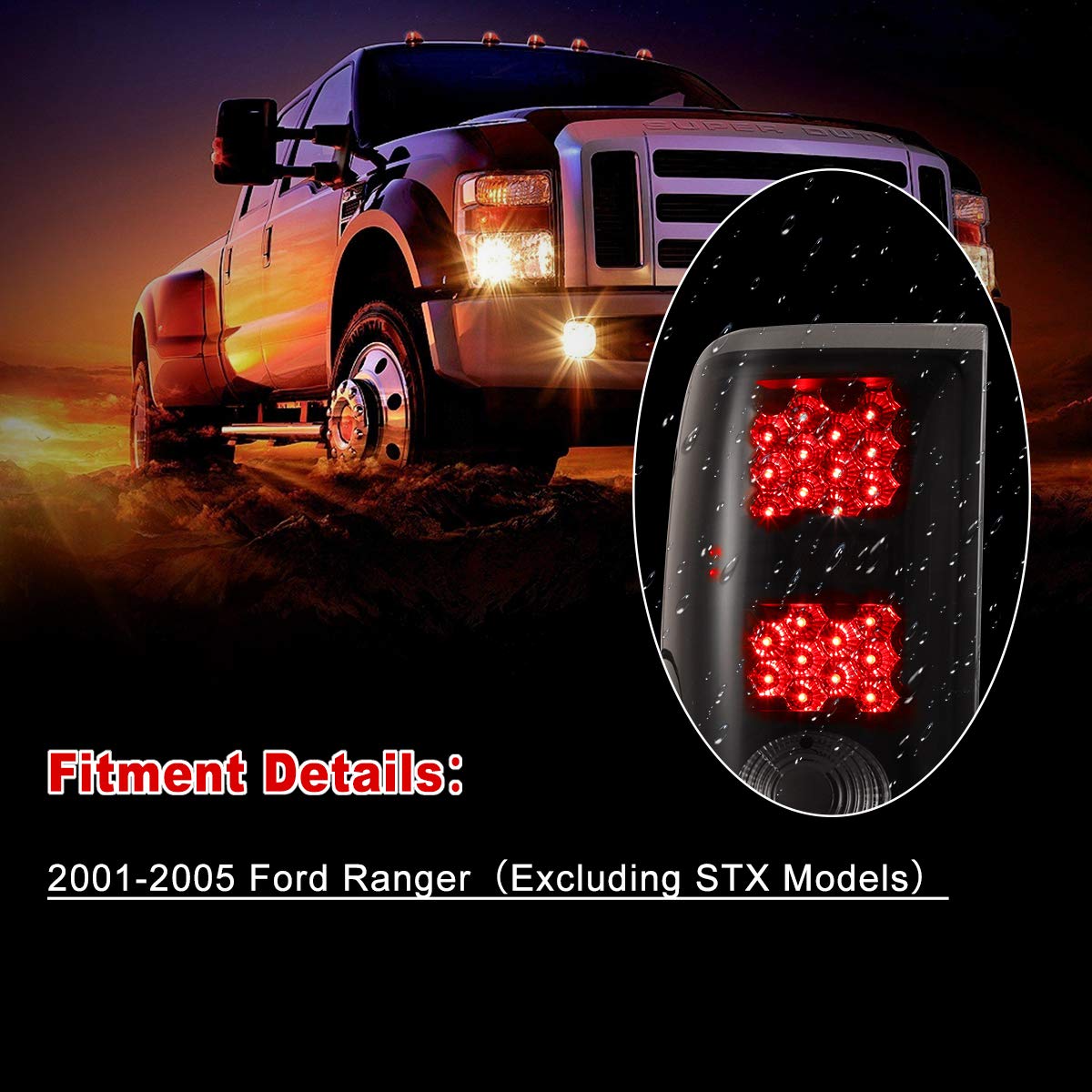 Nixon Offroad Tail Lights For 2001 2002 2003 2004 2005 Ford Ranger Excluding Stx Models Smoked Lens (Smoked)
