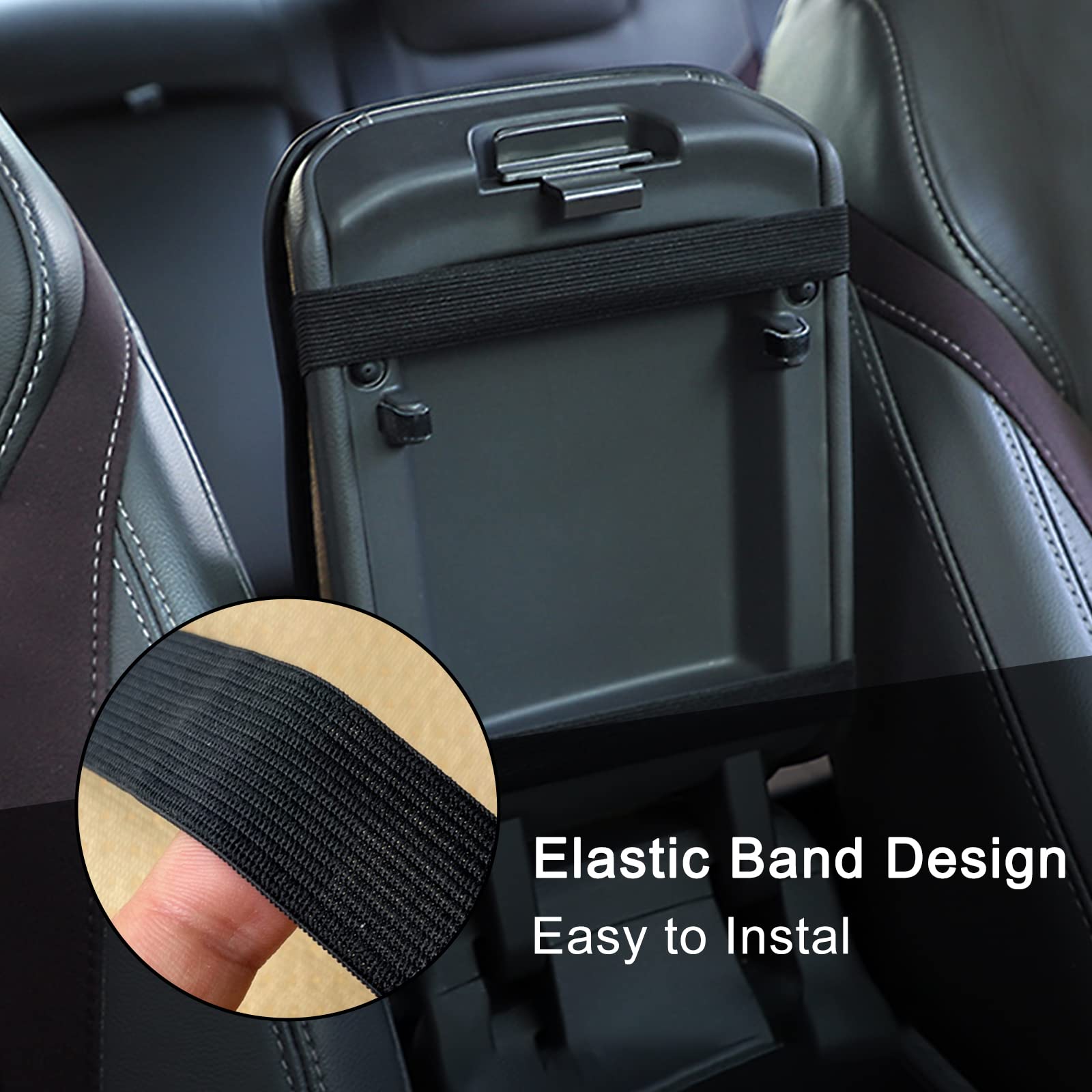 Ajxn 1 Pc Center Console Armrest Pad, Four Seasons Universal Armrest Box Mat, Fiber Leather Embossing Waterproof Armrest Cover,