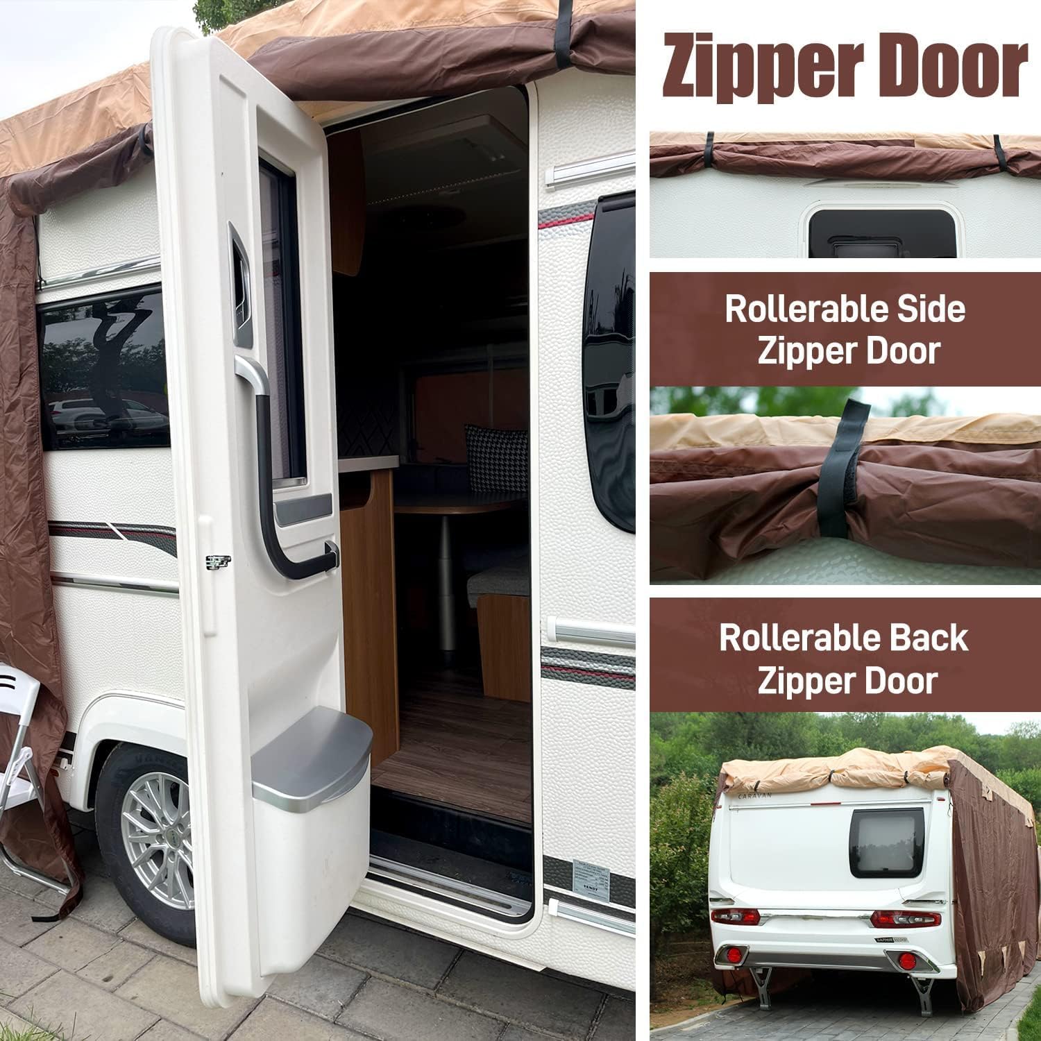 5Th Wheel Cover 300D Oxford Fabric Two Color Design, Fits 37'-40' Rv Heavy Duty 5Th Wheel Rv Cover Anti-Uv Waterproof Windproof,
