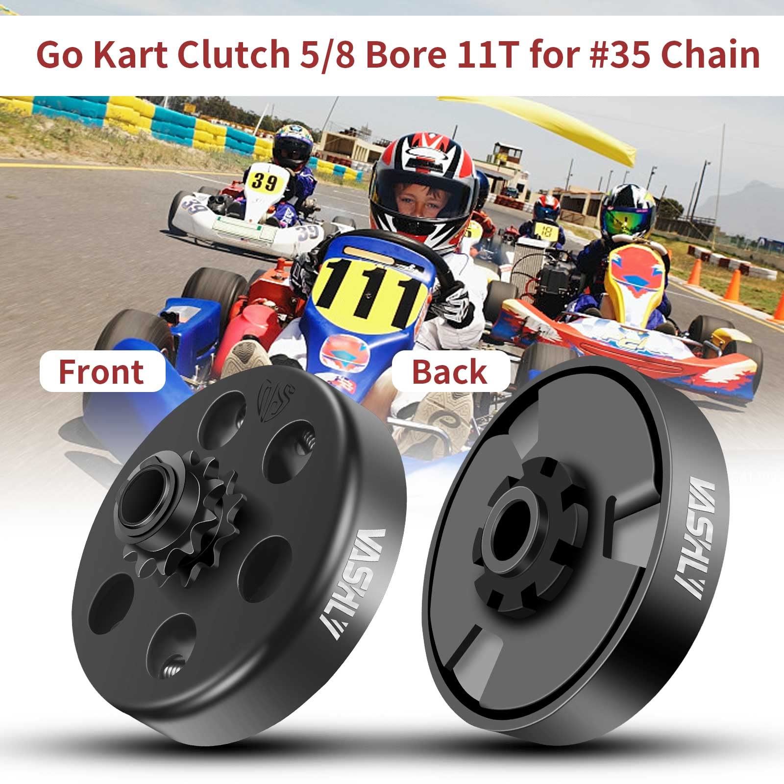 Vashly Go Kart Clutch 11T 5/8" Bore for #35 Chain - Perfect for Predator 212, Minibike, Fun Kart Engine