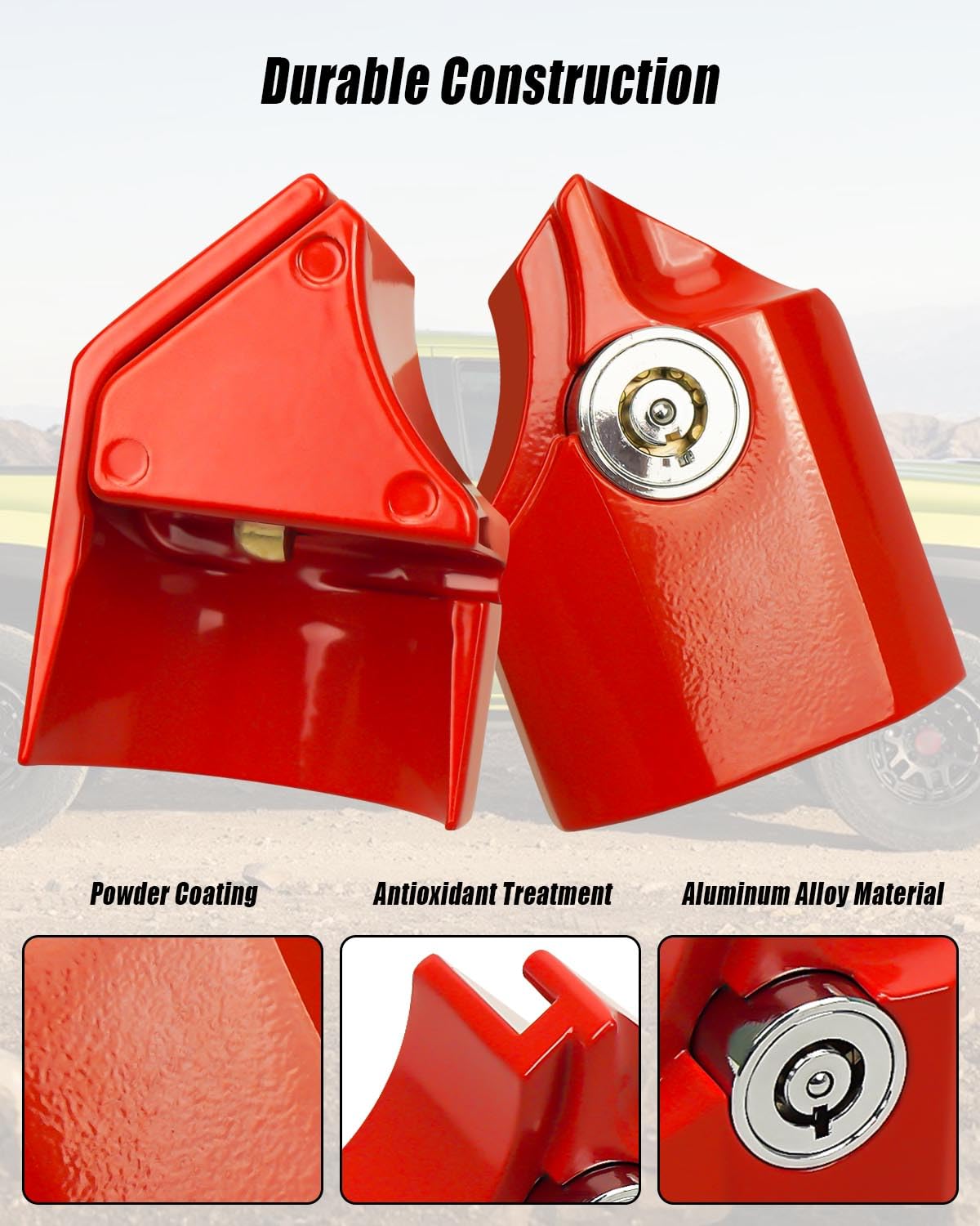 Tavaski Tailgate Anti-Theft Lock for Toyota Tacoma 2016-2023, Zinc Alloy, Red, Includes Keys