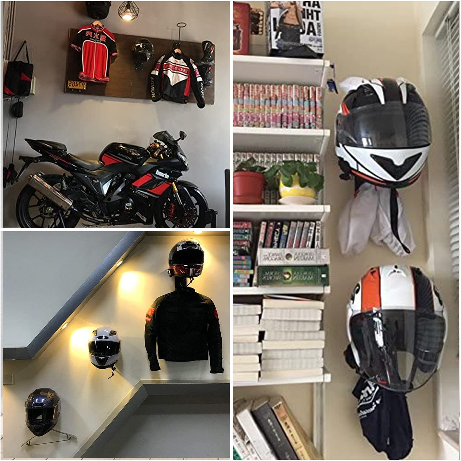 Ilm 3 Pack Helmet Holder Rack Hook Helmets Stand Wall Mount Jacket Hanger Motorcycle Accessories