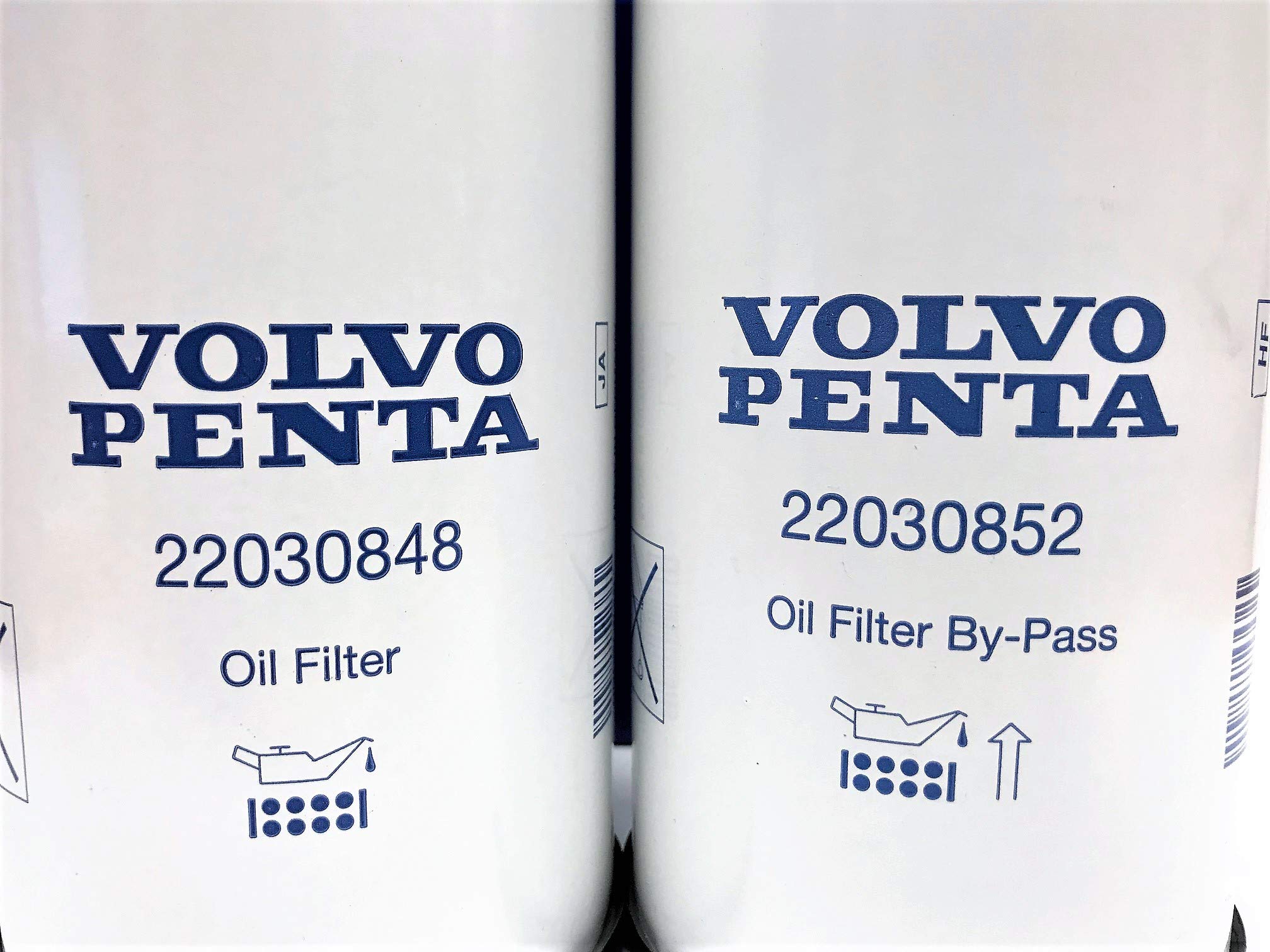 Volvo Penta Oil Filter Kit - Includes Oil Filter 22030848 & ByPass Filter 22030852 for D4 D6 Diesel Engines - Genuine OEM