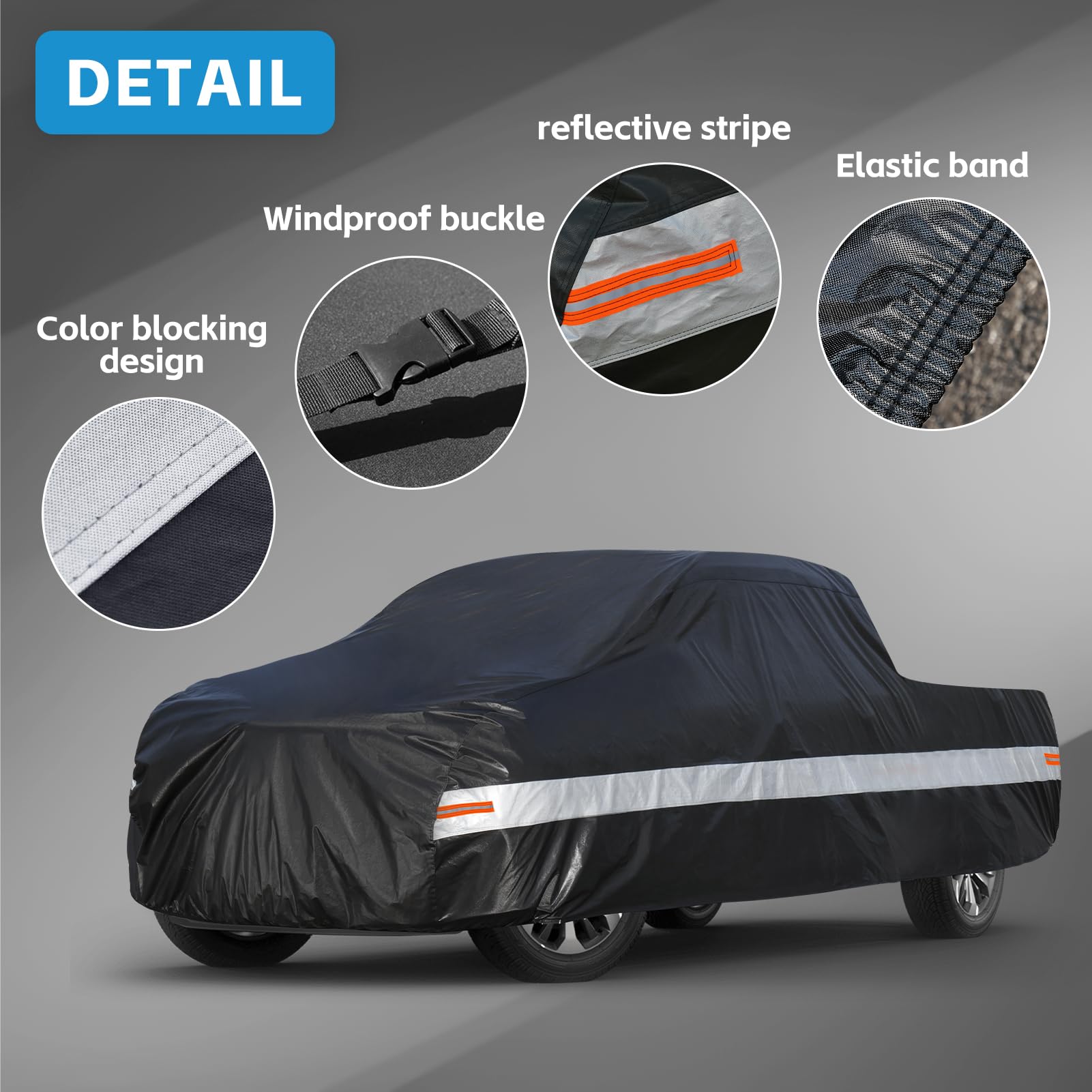 Holthly 10 Layers Truck Cover Waterproof All Weather. Pickup Truck Cover Rain Snow Uv Dust Protection. Length: 230-242 Inches, U