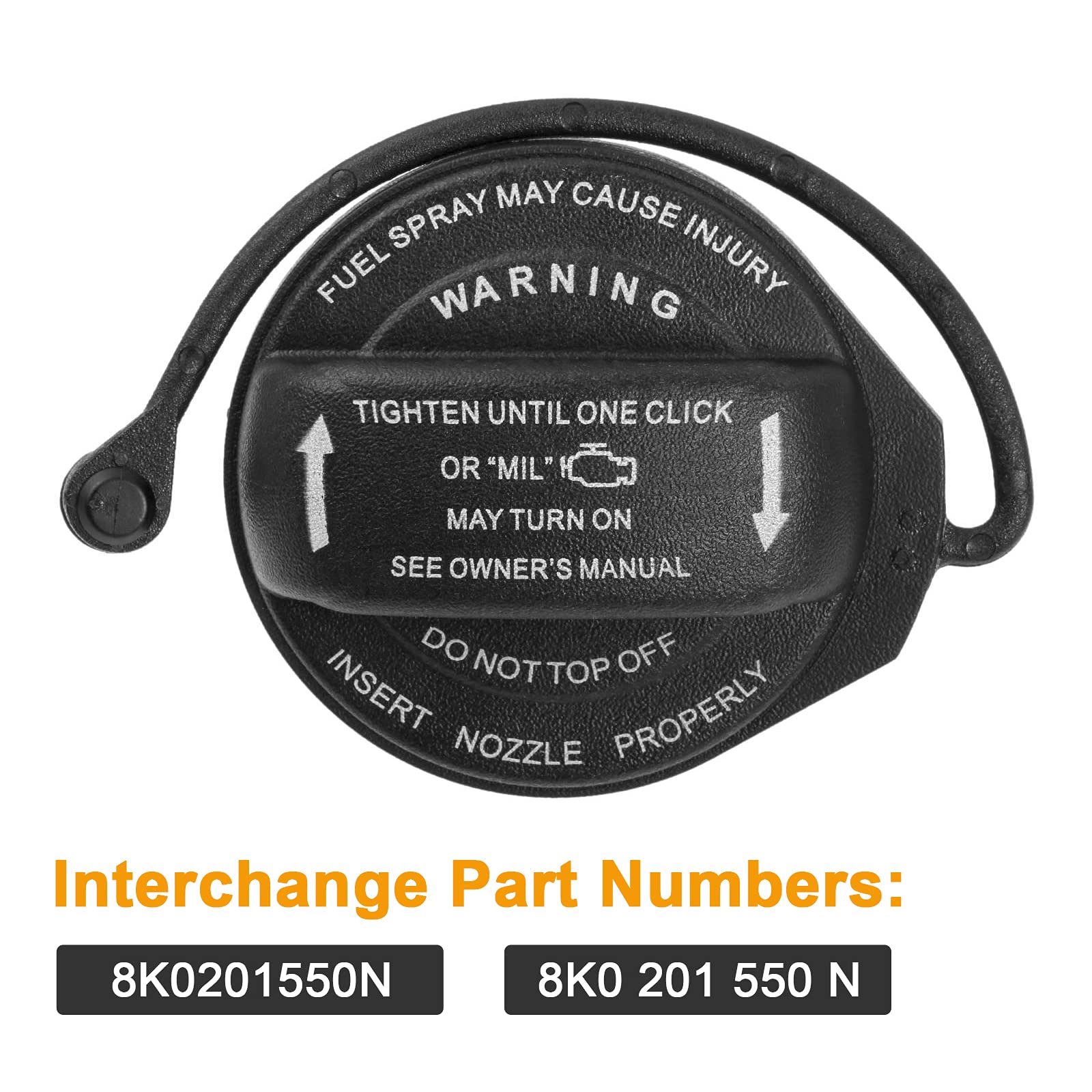 Gas Cap 8K0201550N, Fuel Tank Cap Compatible with Audi - A4 A4 Quattro A5 A5 Quattro A8 Quattro Q5 RS5 S4 S5 S8 SQ5 allroad, Rep