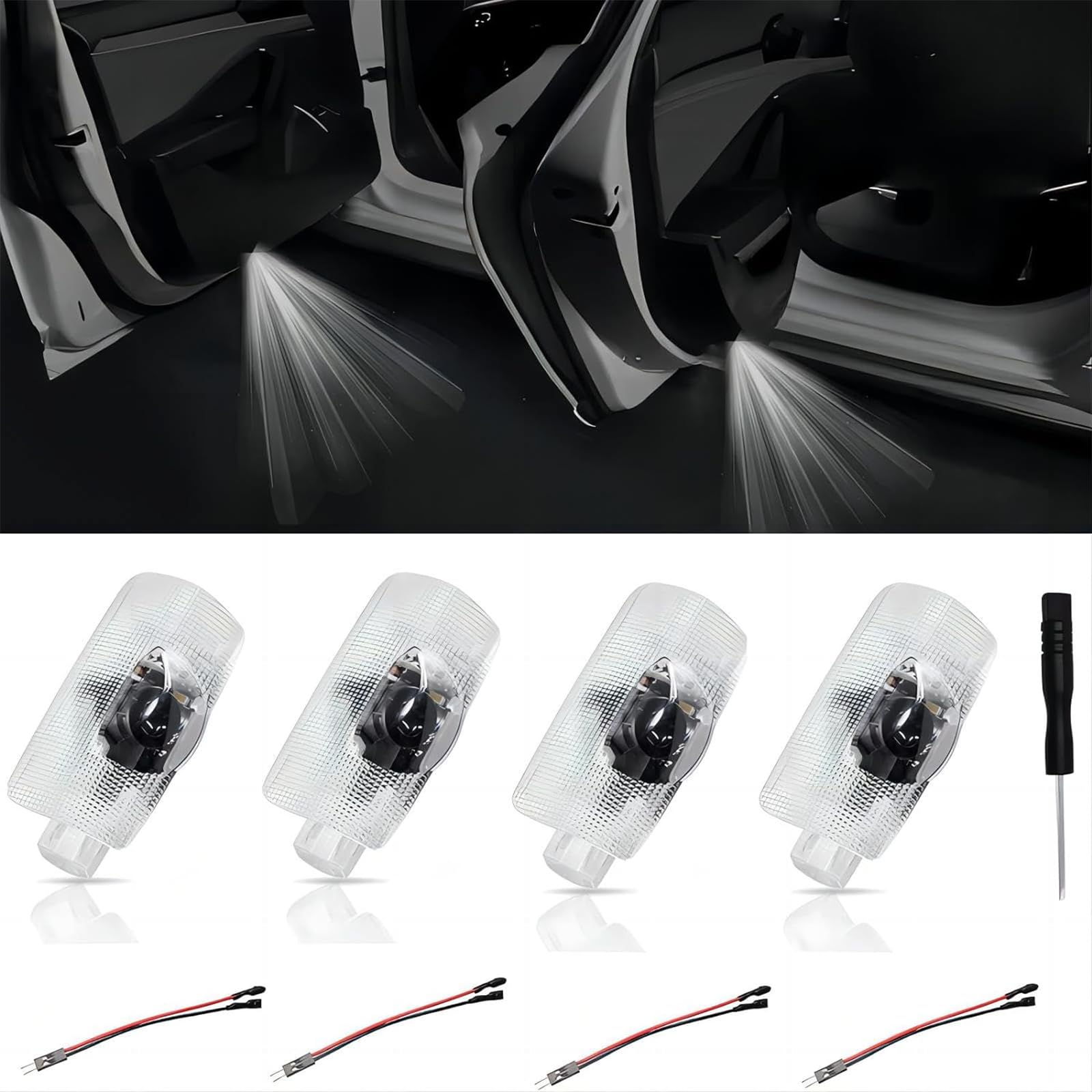 4Pcs Car Door Lights Logo Projector Compatible With Highlander/Camry/4Runner/Sienna/Corolla/Tundra/Prius/Venza/Prado/Sequoia/Rei