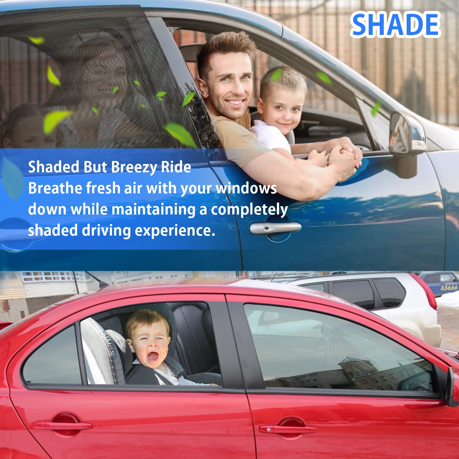 Pemotech Car Window Shades For Baby, 2 Pack Breathable Mesh Side Car Window Sun Shade, Uv Protection Car Window Covers, Fit Large Suv, Pickup, Truck, Minivan (31.5X47.2)