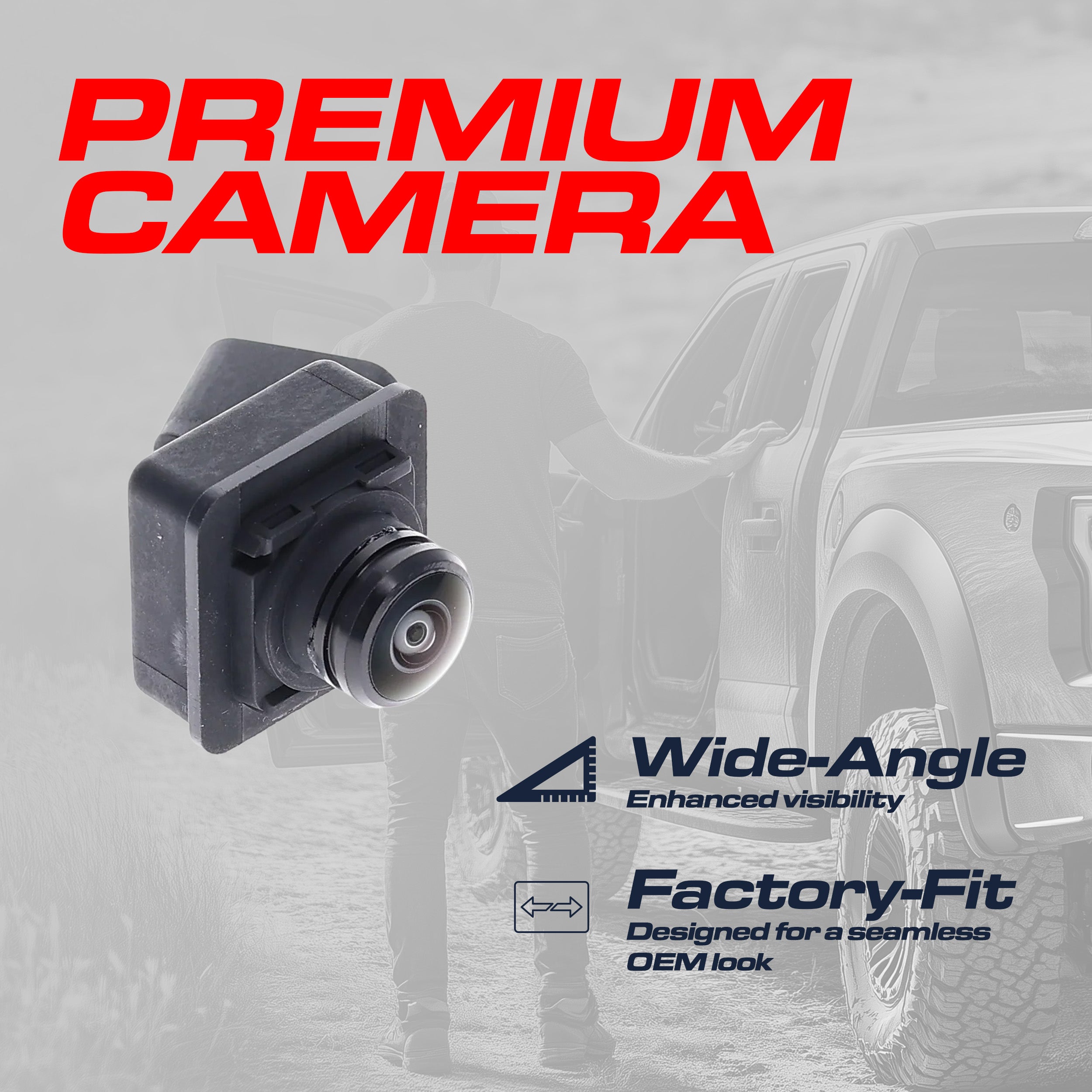 Ford F150 Crew/Extended Cab (2015-2020), F150 Raptor (2017-2020) / Lincoln MKX (2016-2018), Nautilus (2019-2023) LEFT Side View OEM Replacement Backup Camera OE Part # FL3Z-19G490-AA, FL3Z-19G490-A