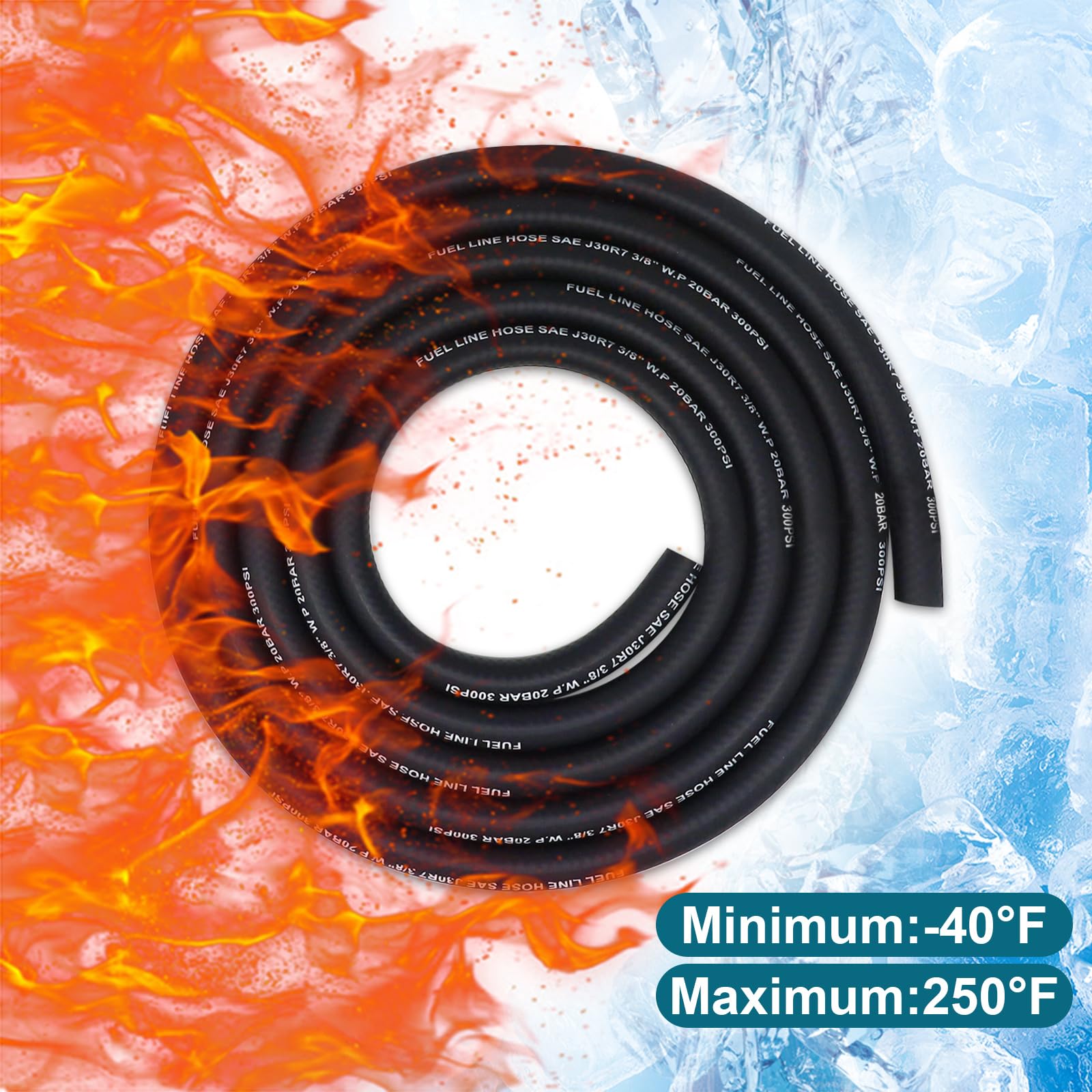 VWTNI 1/4" Fuel Line Hose, 10FT NBR Rubber Gasoline Tube, Black