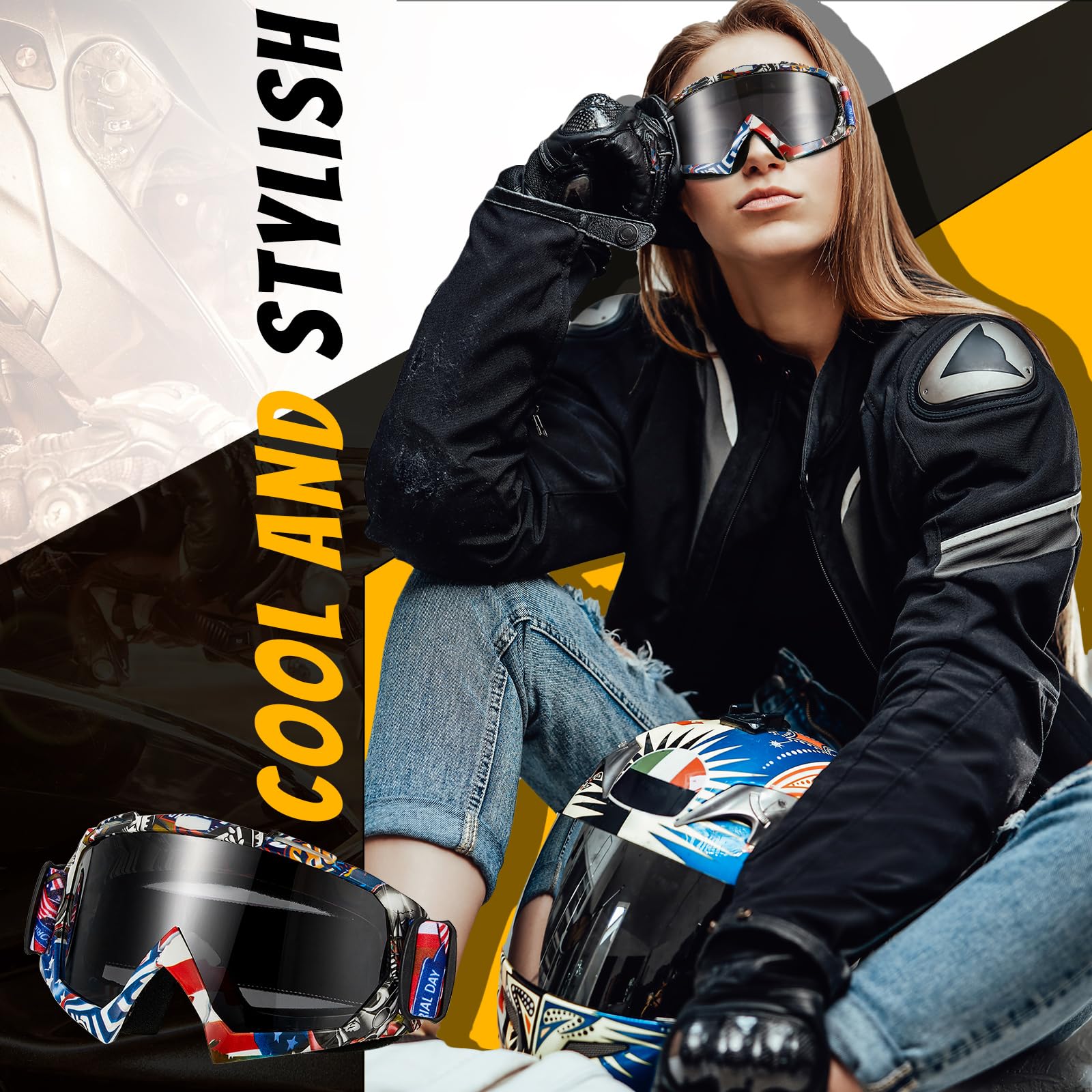 Dunzy 8 Pairs Dirt Bike Goggles Motorcycle Goggles Atv Motocross Riding Offroad Goggles For Adults Men Women