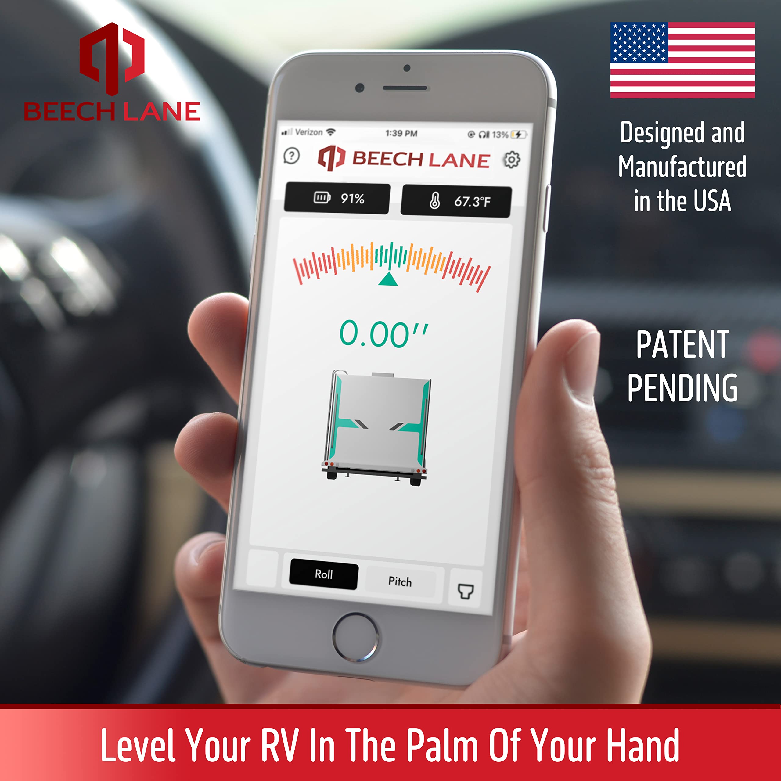 Beech Lane Wireless RV Leveling System - Real-Time Measurements, User-Friendly App, Black, Model BL-209-A, Made in the USA