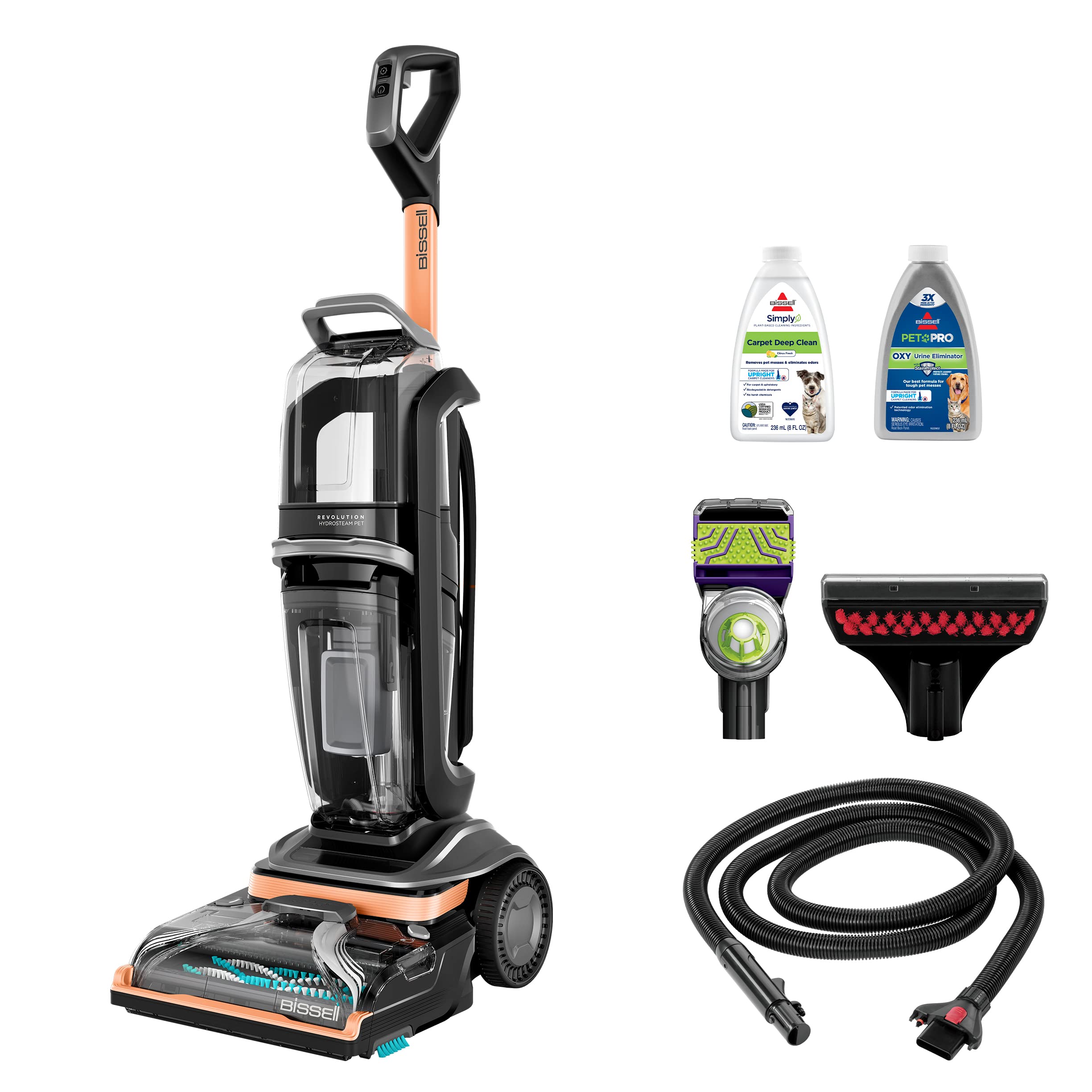 Bissell Revolution Hydrosteam Pet Carpet Cleaner, Upright Deep Cleaner, Hydrosteam Technology, 2-In-1 Pet Upholstery Tool & Form