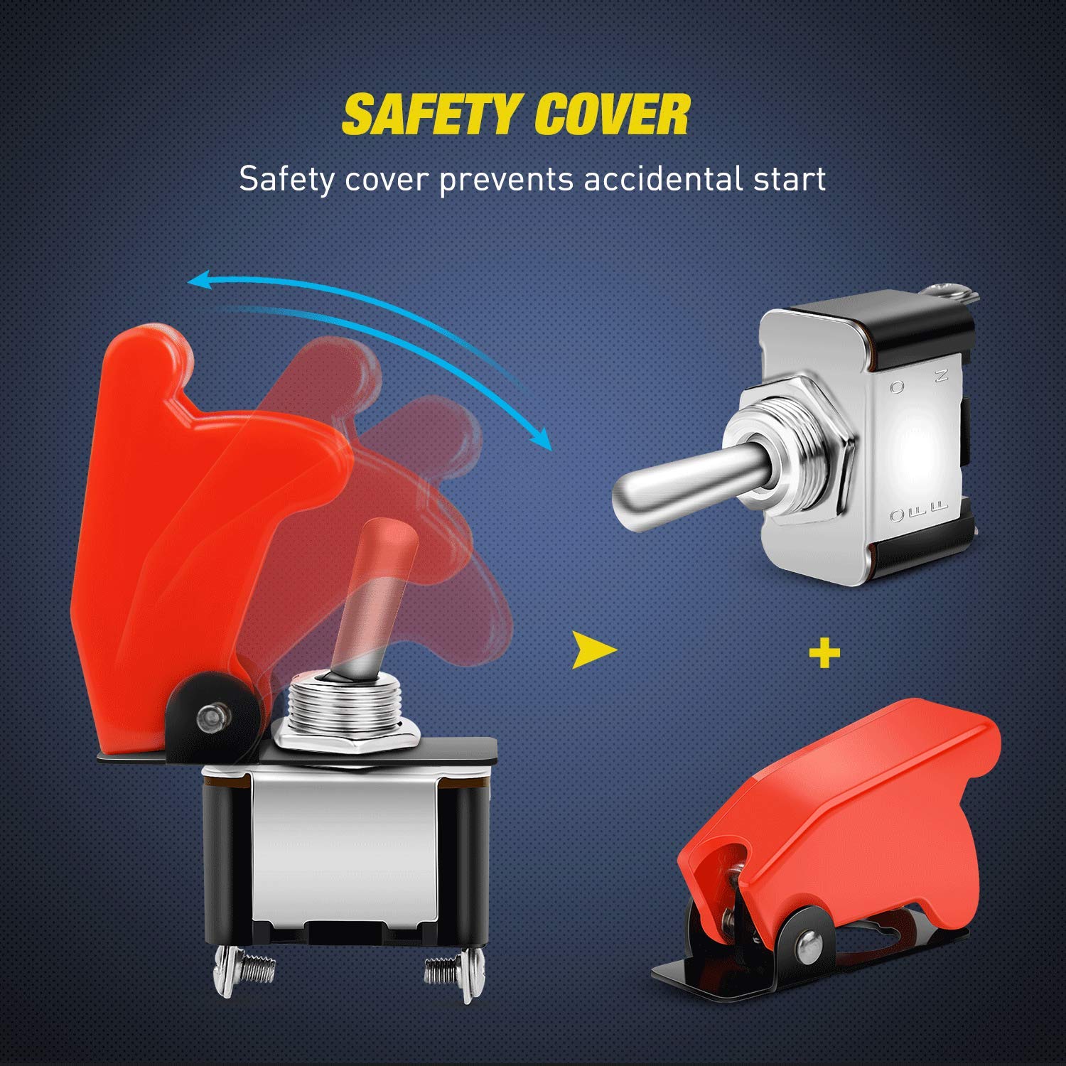 Nilight 90014E Heavy Duty Rocker Toggle Switch 12V 20A Red Cover SPST ON/Off 2Pin Car Truck Boat-5 Pack, 2 Years Warranty