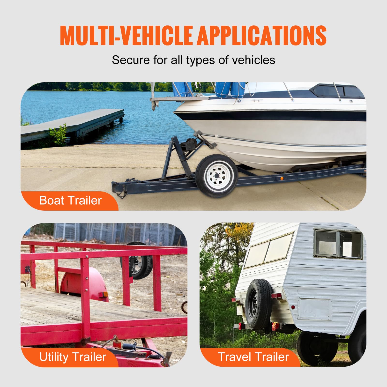 VEVOR Spare Tire Carrier, Trailer Spare Tire Mount, 160 lbs Capacity, Utility Trailer Accessories Fits Most 4 & 5 & 6 & 8 Lugs W