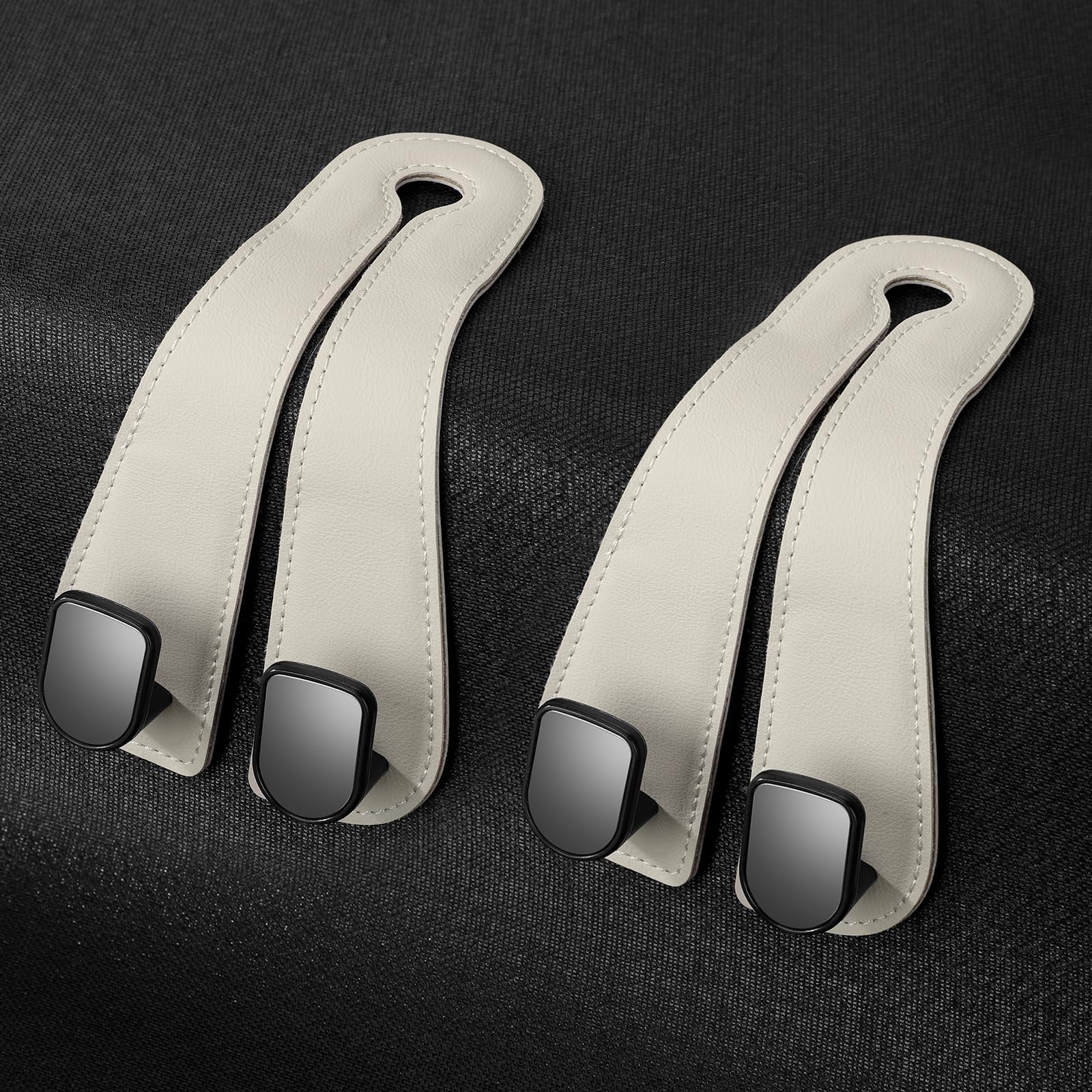 2025 Automotive Seat Back Hooks,Leather Car Seat Hooks,Dual Headrest Organizer Hangers for Purses, Bags & Phones, 2 in 1 Car Hea