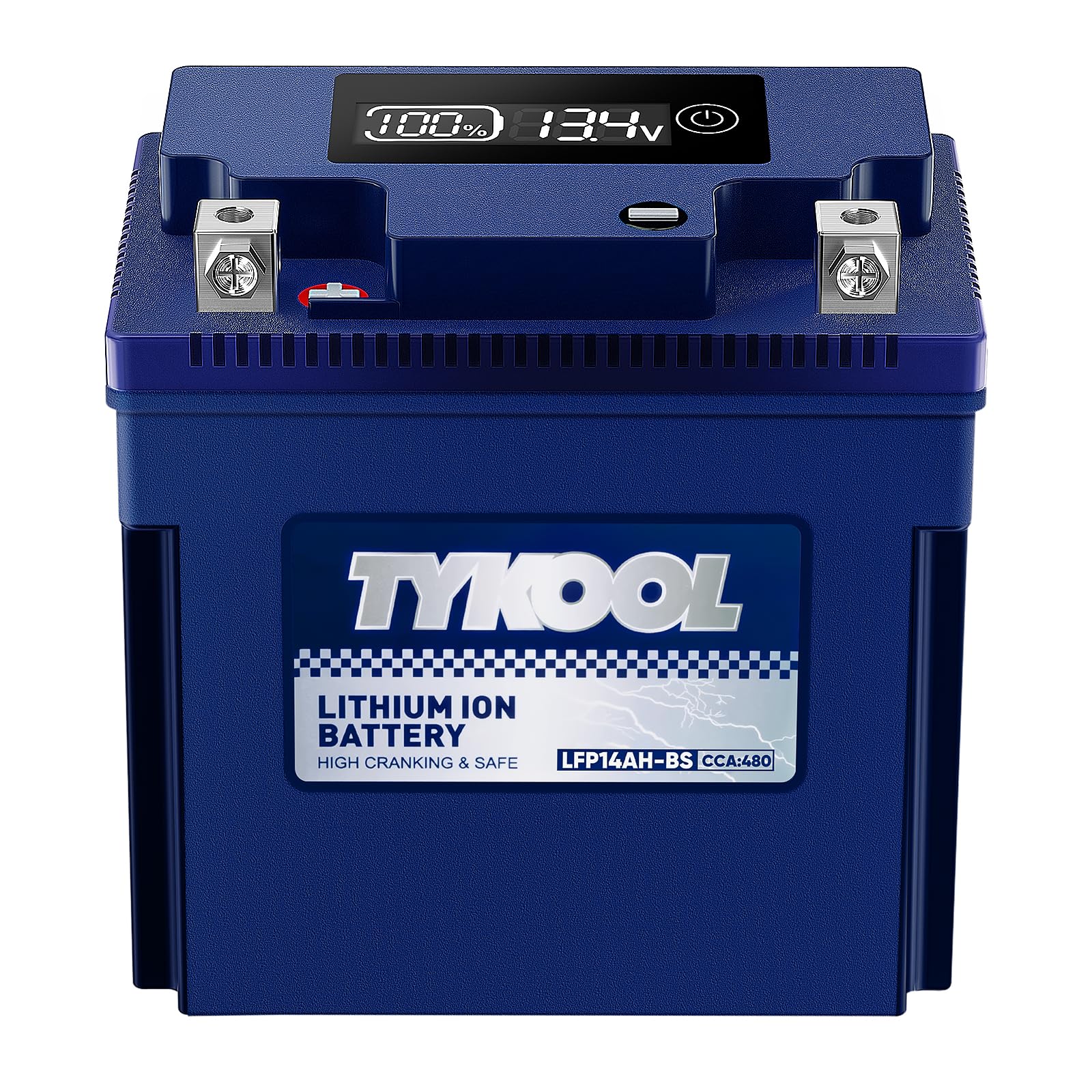 Tykool Ytx14Ah-Bs High Performance Lifepo4 Lithium Atv Battery,12V 8Ah,480Cca,5X Longer Life,Digital Readout,Fits For Polaris Sp
