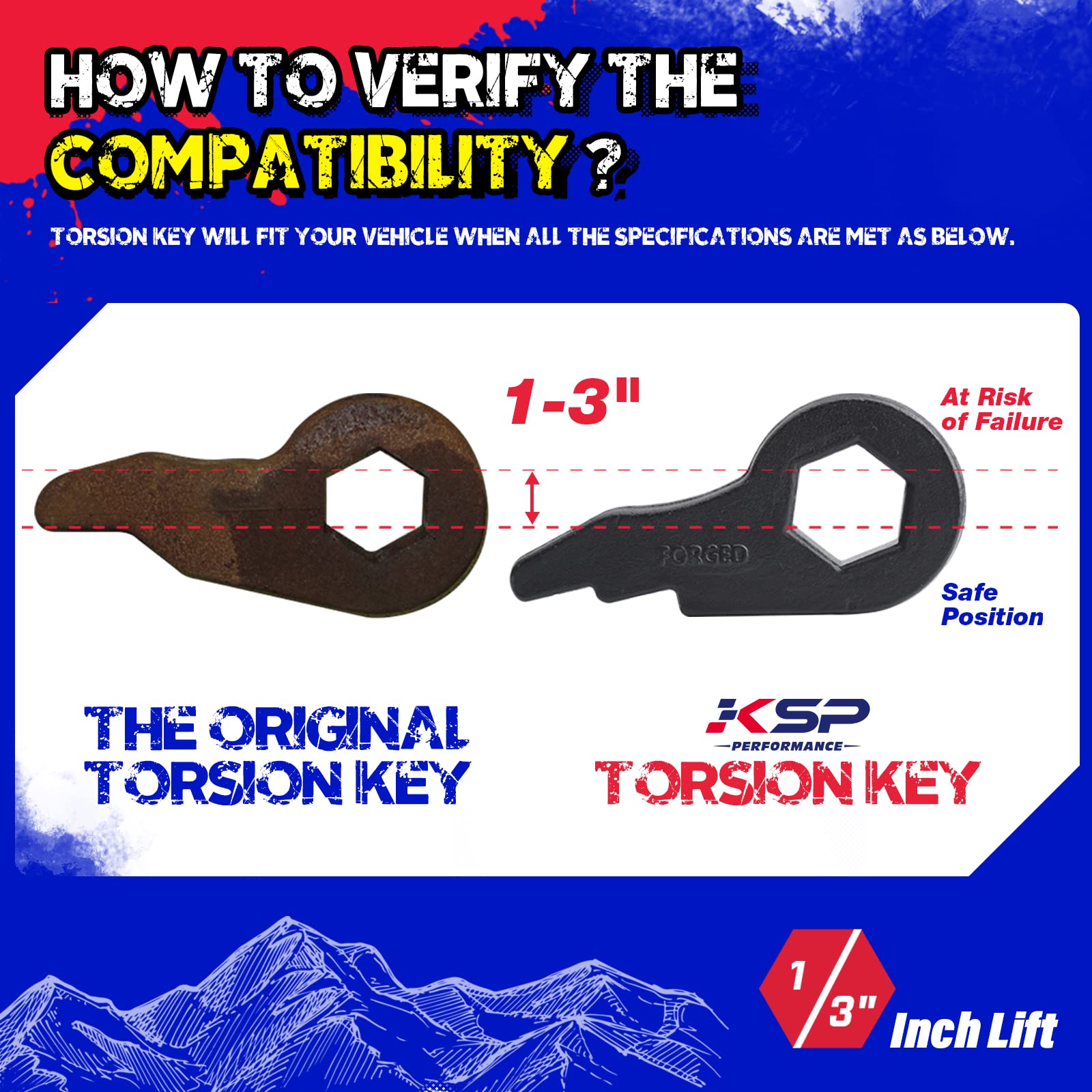 KSP PERFORMANCE Full Lift Kit for Tahoe, Yukon, Suburban, Avalanche 1500 (2002-2006) - 1-3" Front Torsion Bar Key, 2"